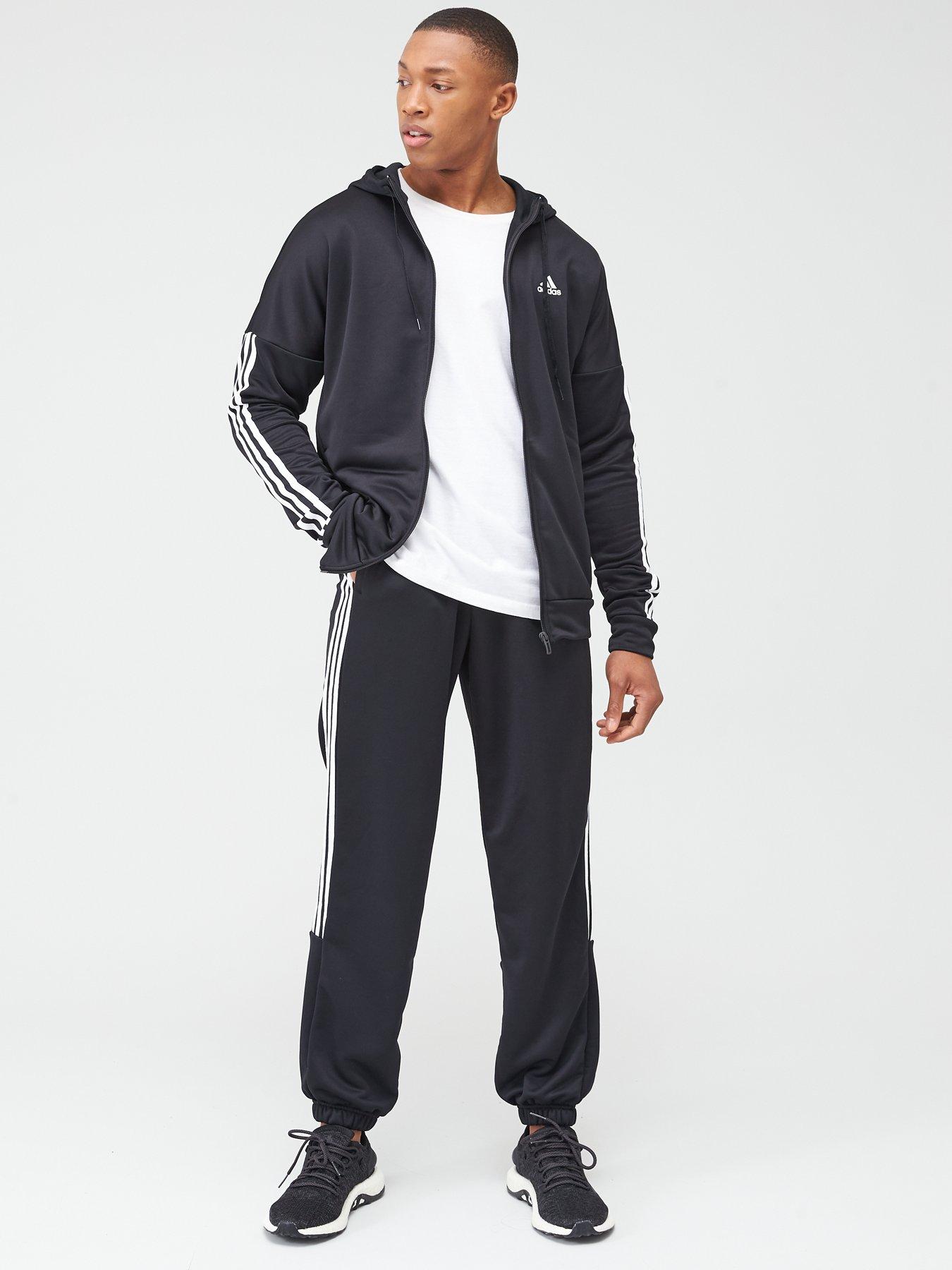 badge of sport 3 stripe hooded tracksuit