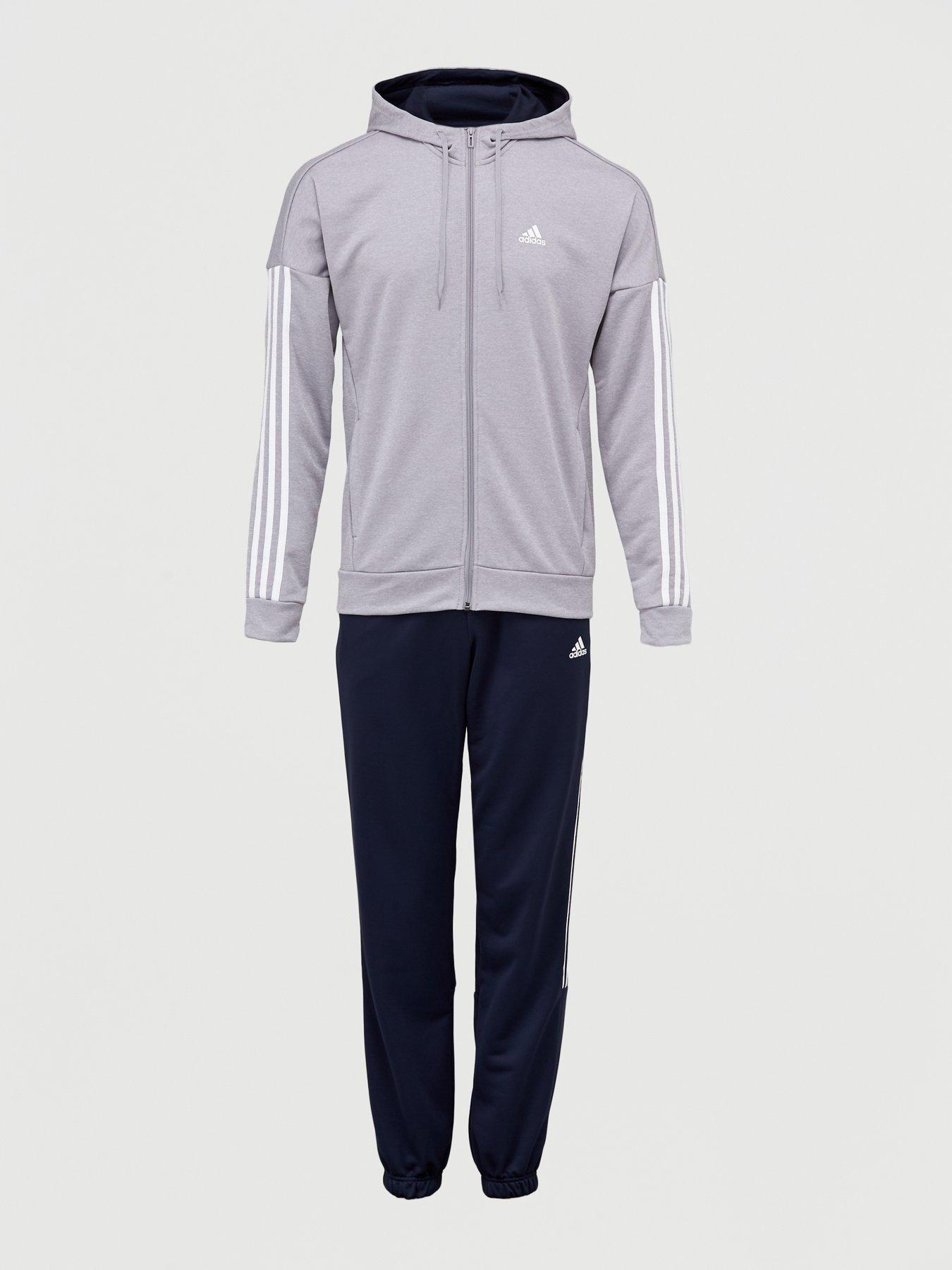 adidas badge of sport 3 stripe hooded tracksuit