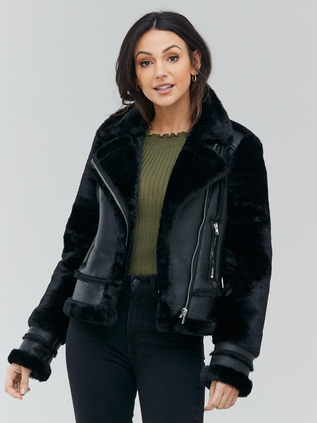 hollister faux shearling biker jacket