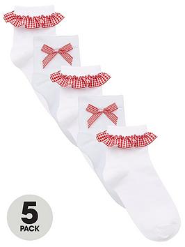 v-by-very-girls-5-pack-gingham-frill-school-socks-red