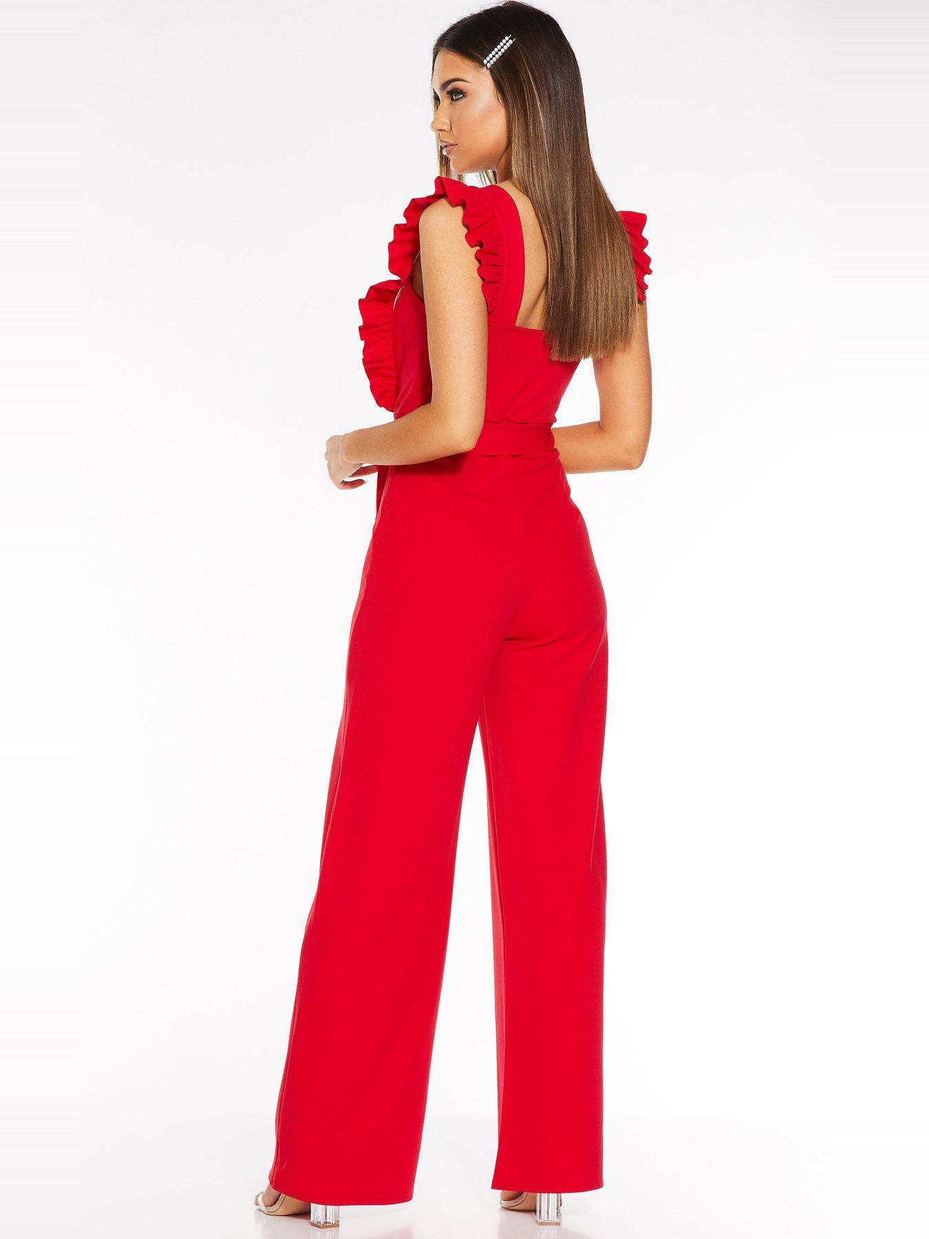 red quiz jumpsuit