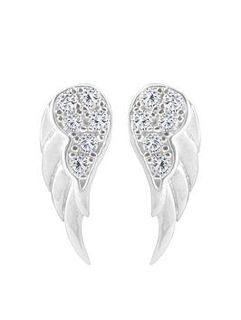 the-love-silver-collection-sterling-silver-cubic-zirconia-angel-wing-stud-earrings