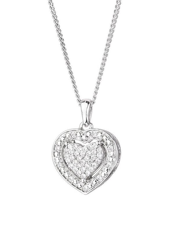 Sterling silver and diamond heart necklace cudea
