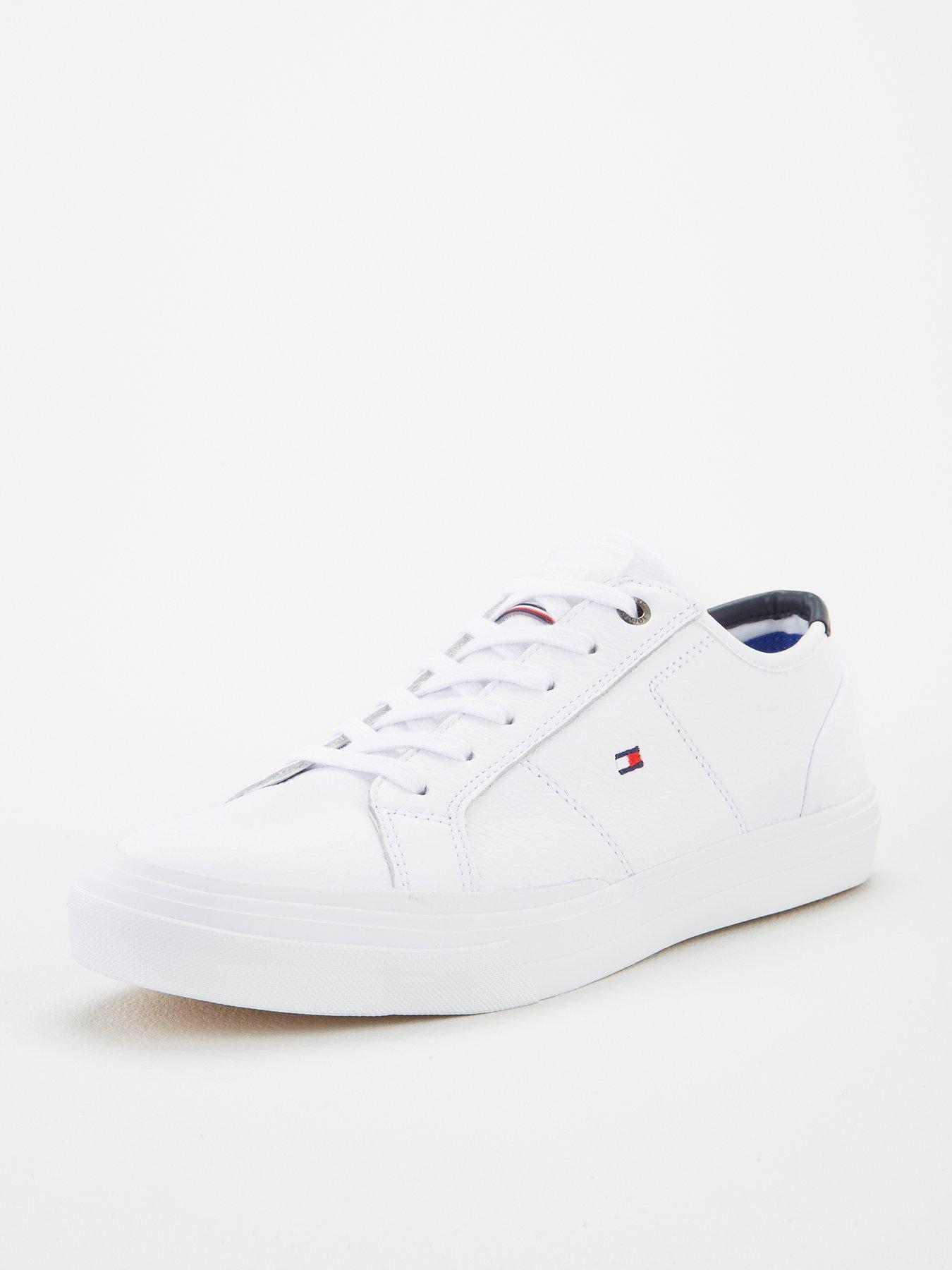 tommy hilfiger white & navy essential flag trainers