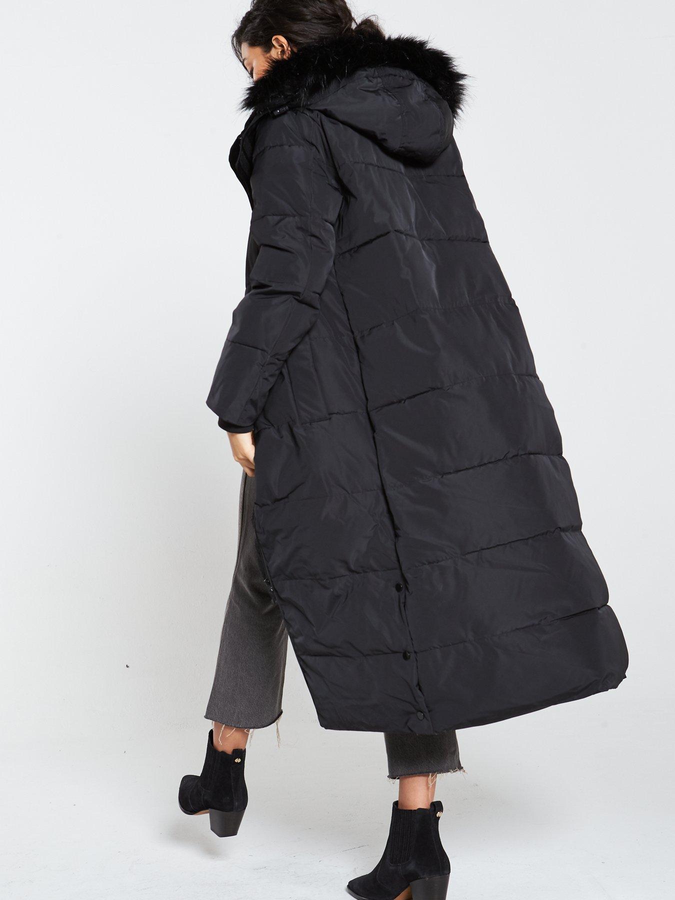 maxi padded coat with hood