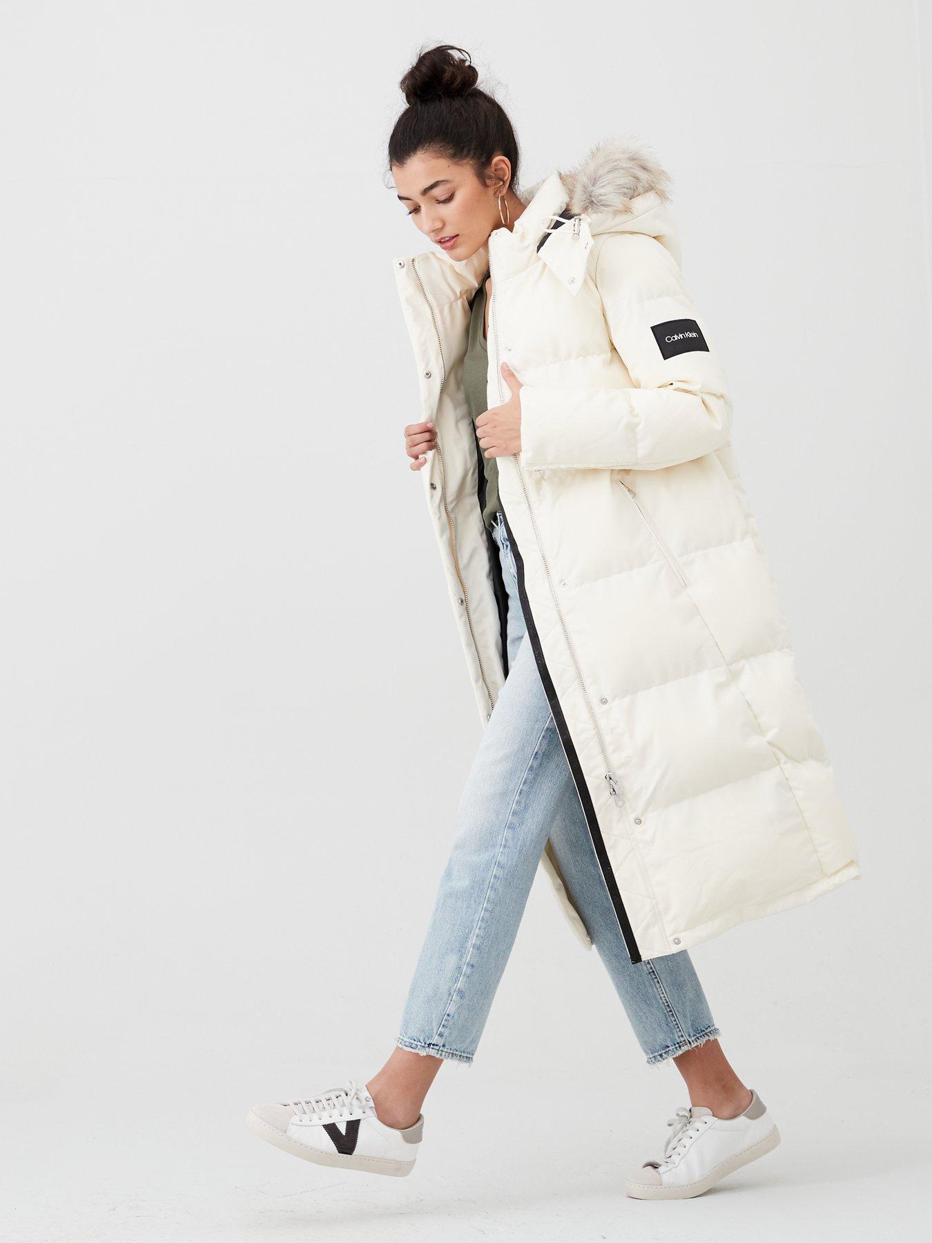 calvin klein white women's coat