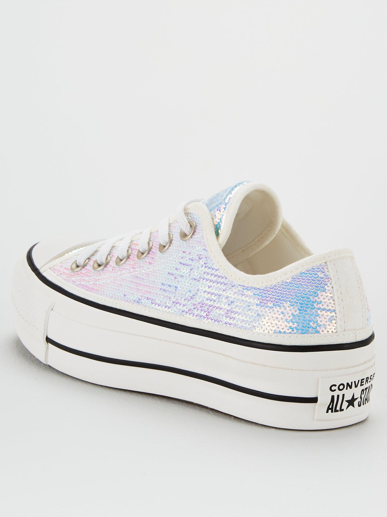converse chuck taylor lift platform sparkle glitter trainers