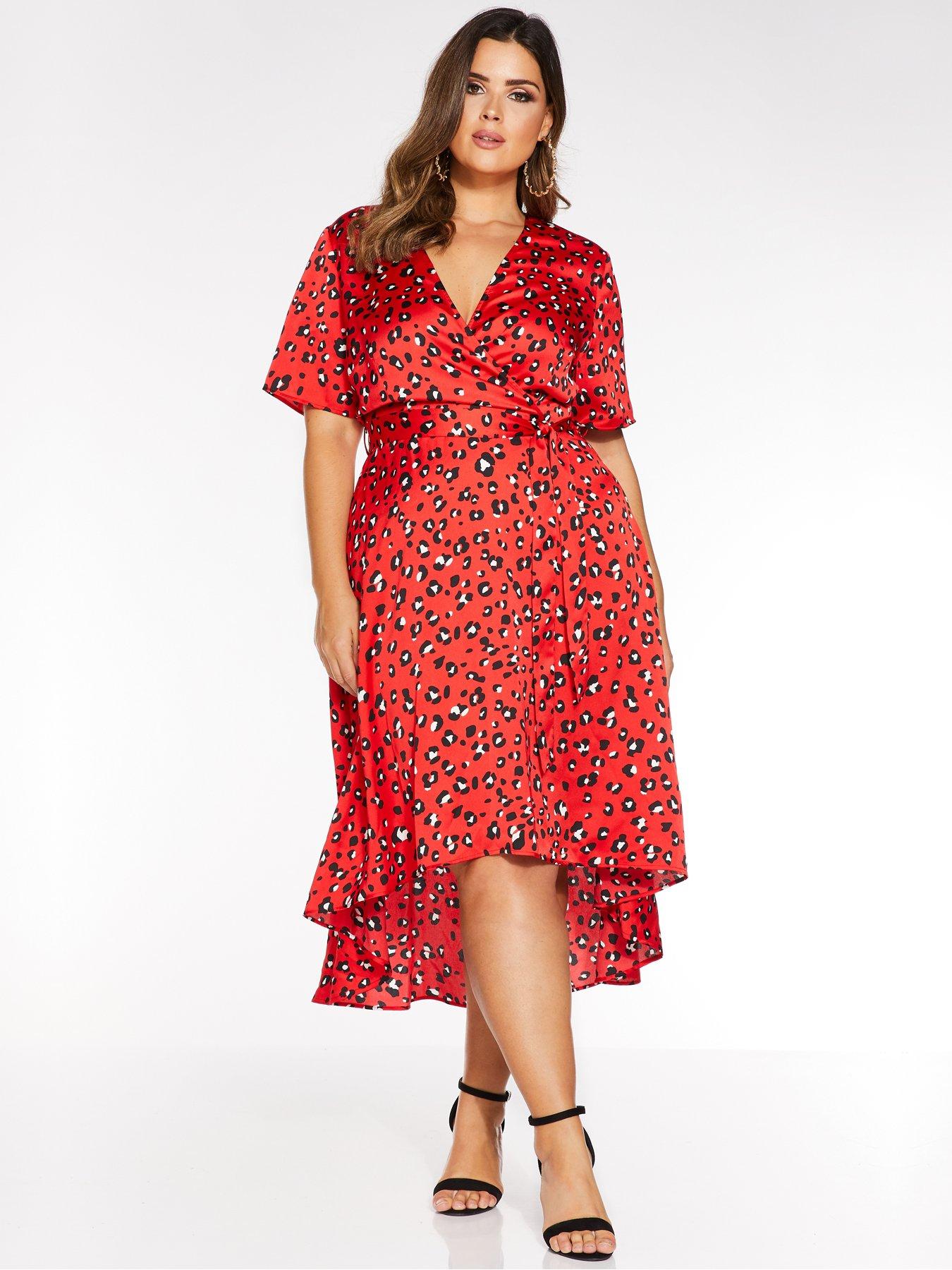 quiz red and black leopard print dress