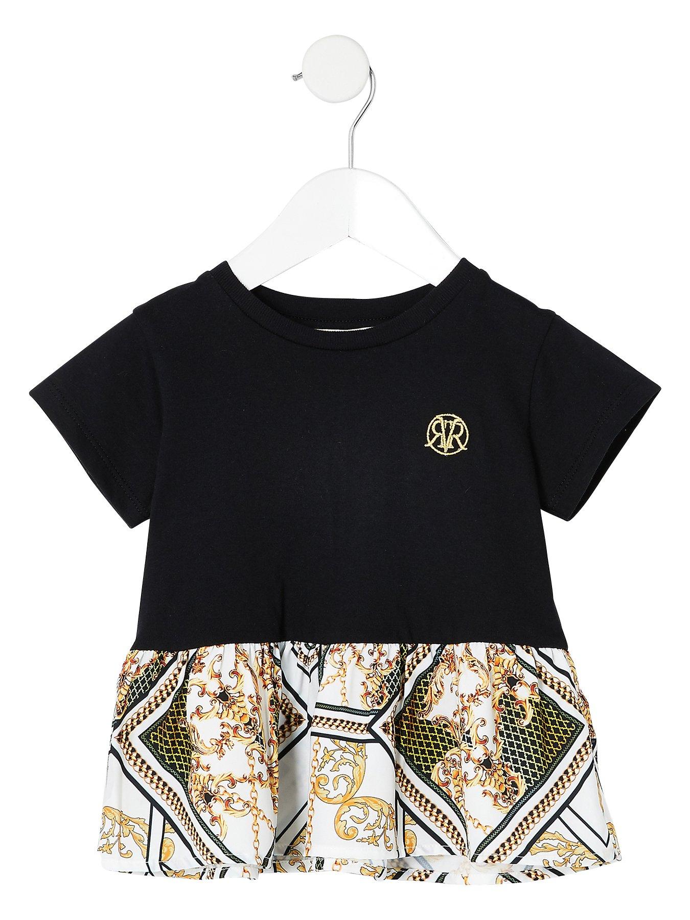 River Island Mini Mini Girls Peplum Baroque T Shirt Black - how to sell free shirts on roblox dreamworks
