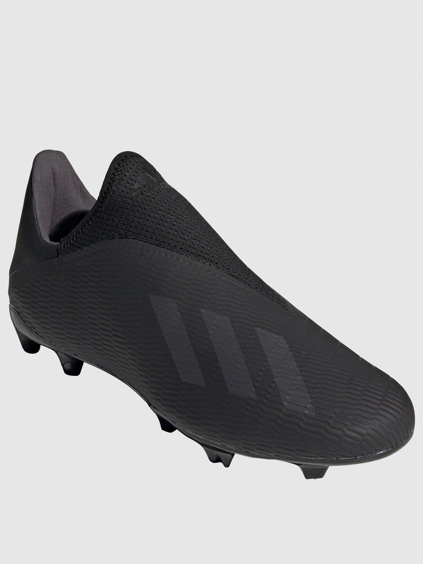 all black laceless football boots