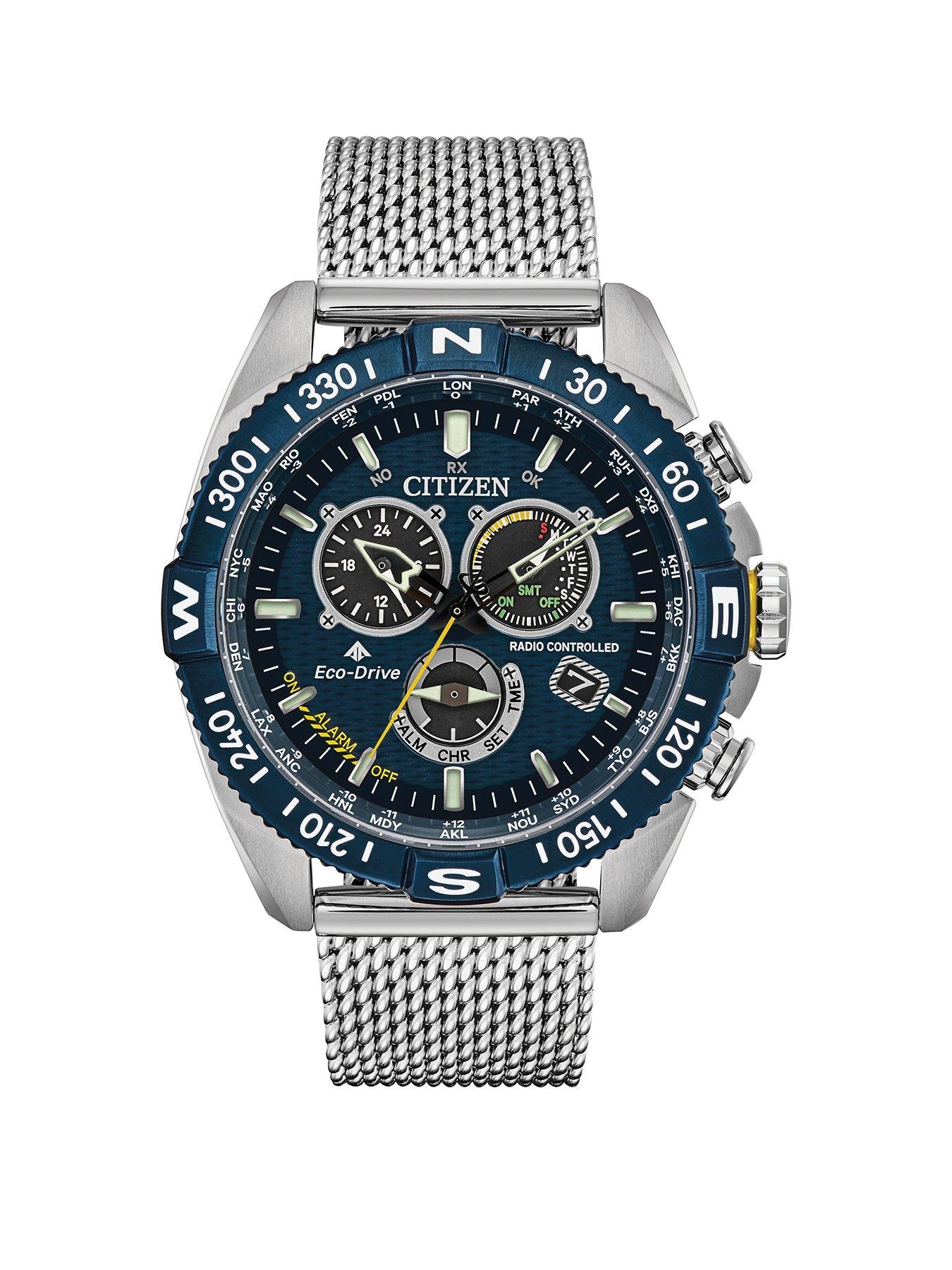 Citizen Eco Drive Promaster Navihawk Blue And Black Detail Chronograph Dial Stainless Steel Mesh Strap Mens Watch - scottish resistance roblox