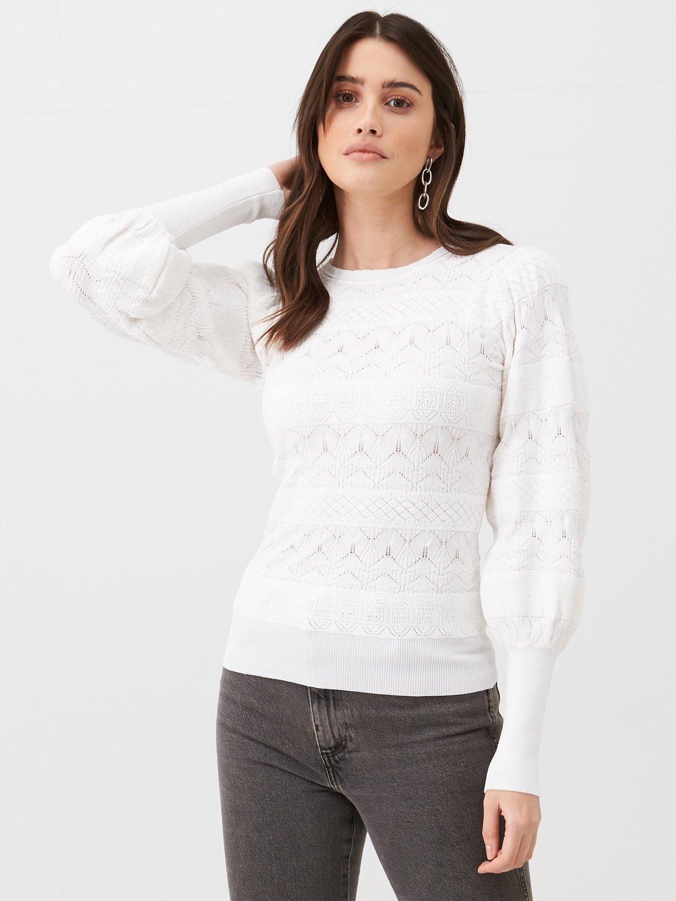 white pointelle jumper
