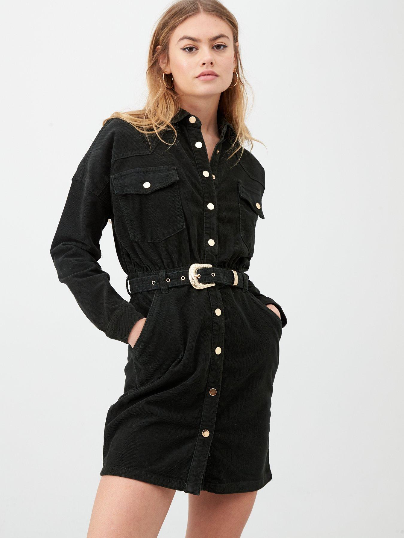 river island black shirt dress