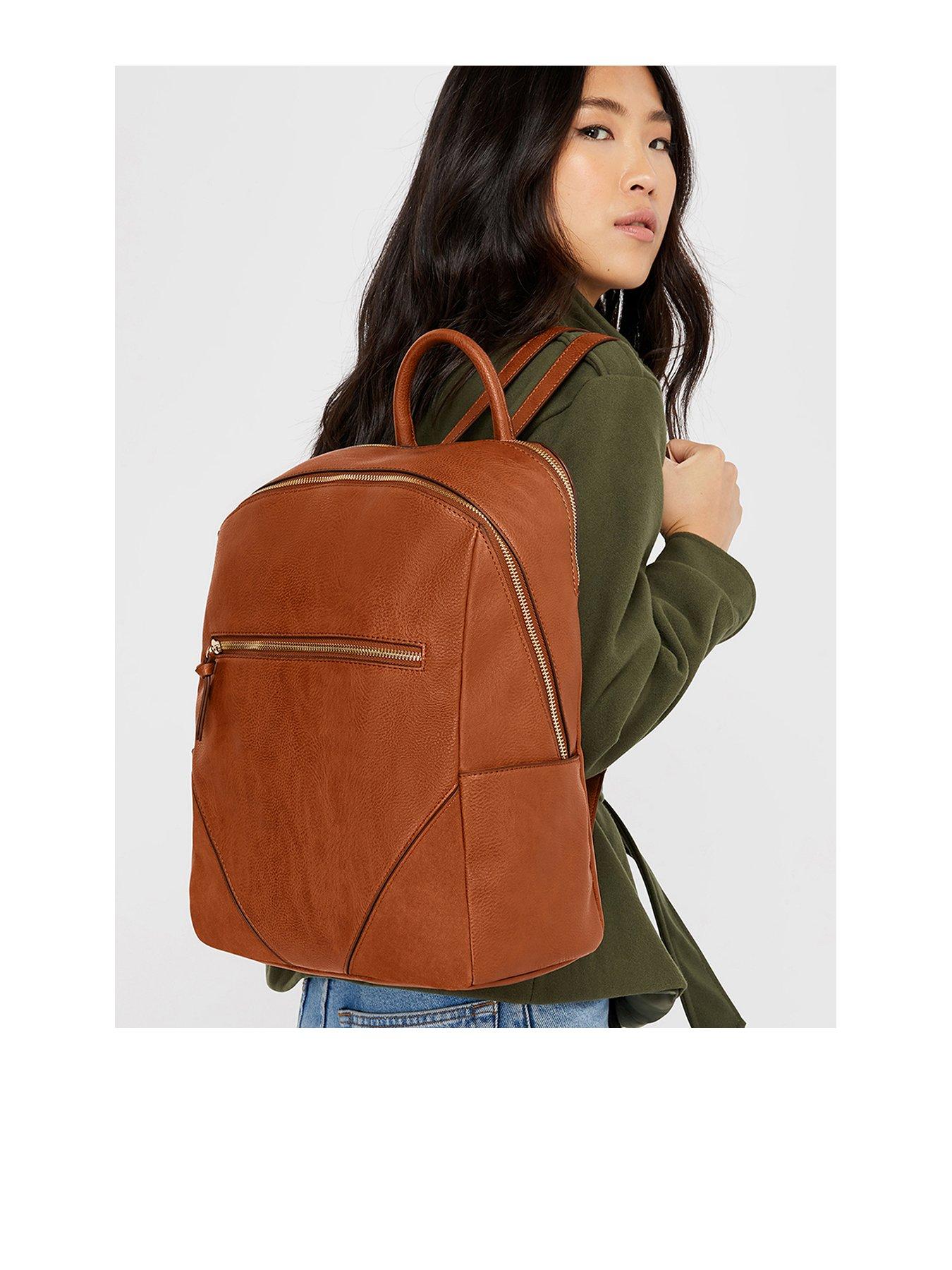 accessorize tan backpack