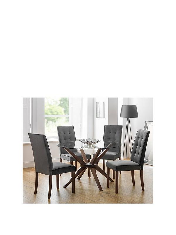 Julian Bowen Chelsea 120 Cm Round Glass, Round Glass Dining Set For 4