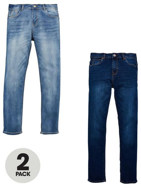v-by-very-boys-2-pack-slim-jeans-bleachdark-wash