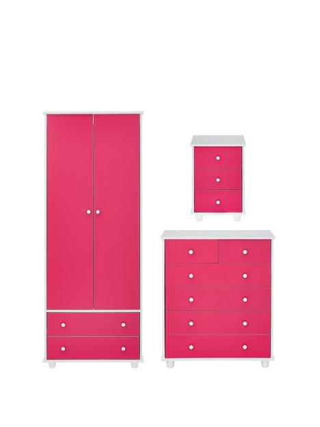 miami-fresh-kidsnbsp3-piece-package-2-door-2-drawer-wardrobe-5-drawer-chest-3-drawer-bedside-chest-pink