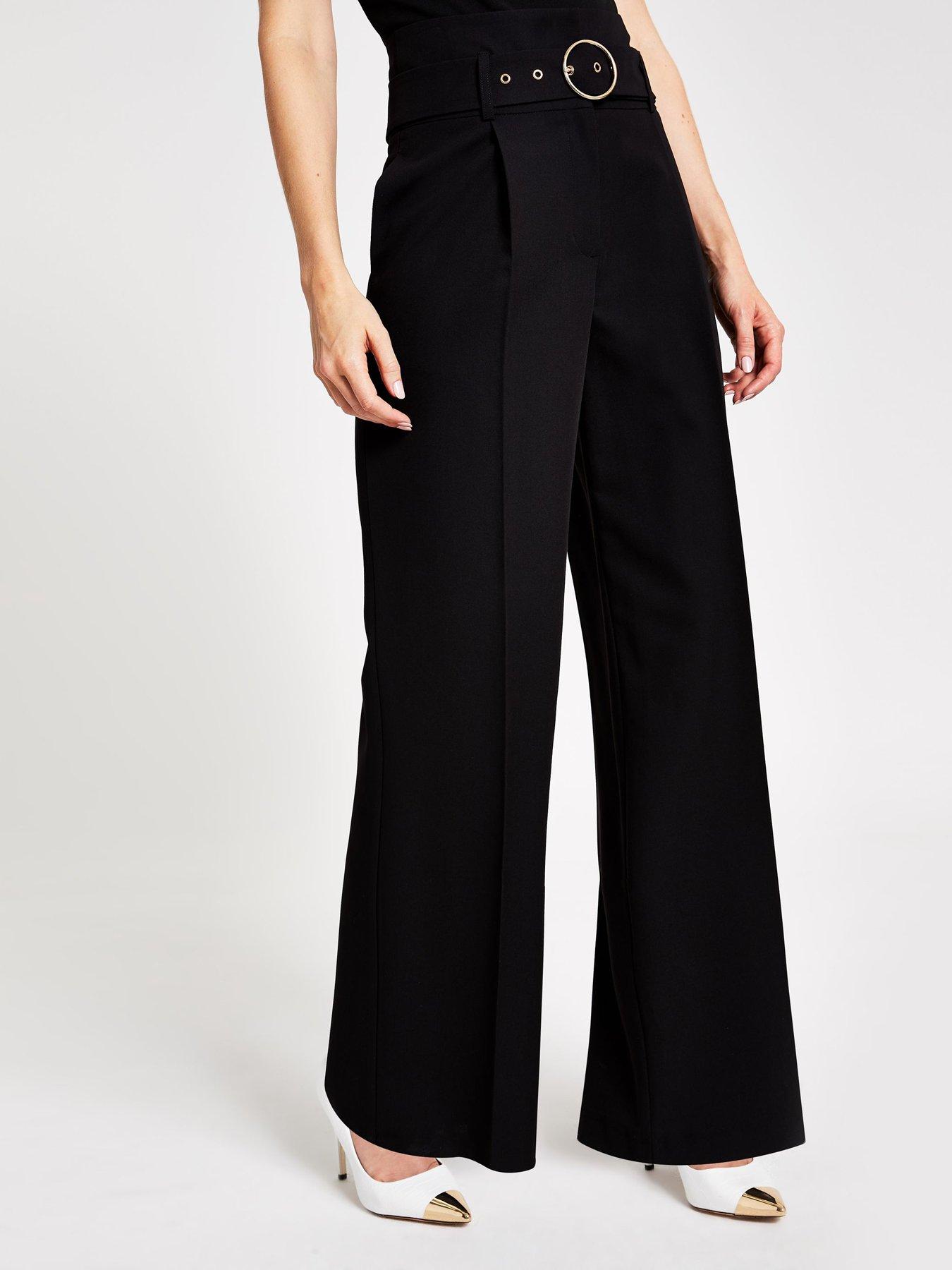 River Island Black Wide Leg Culotte Loose Trousers SIZE 12