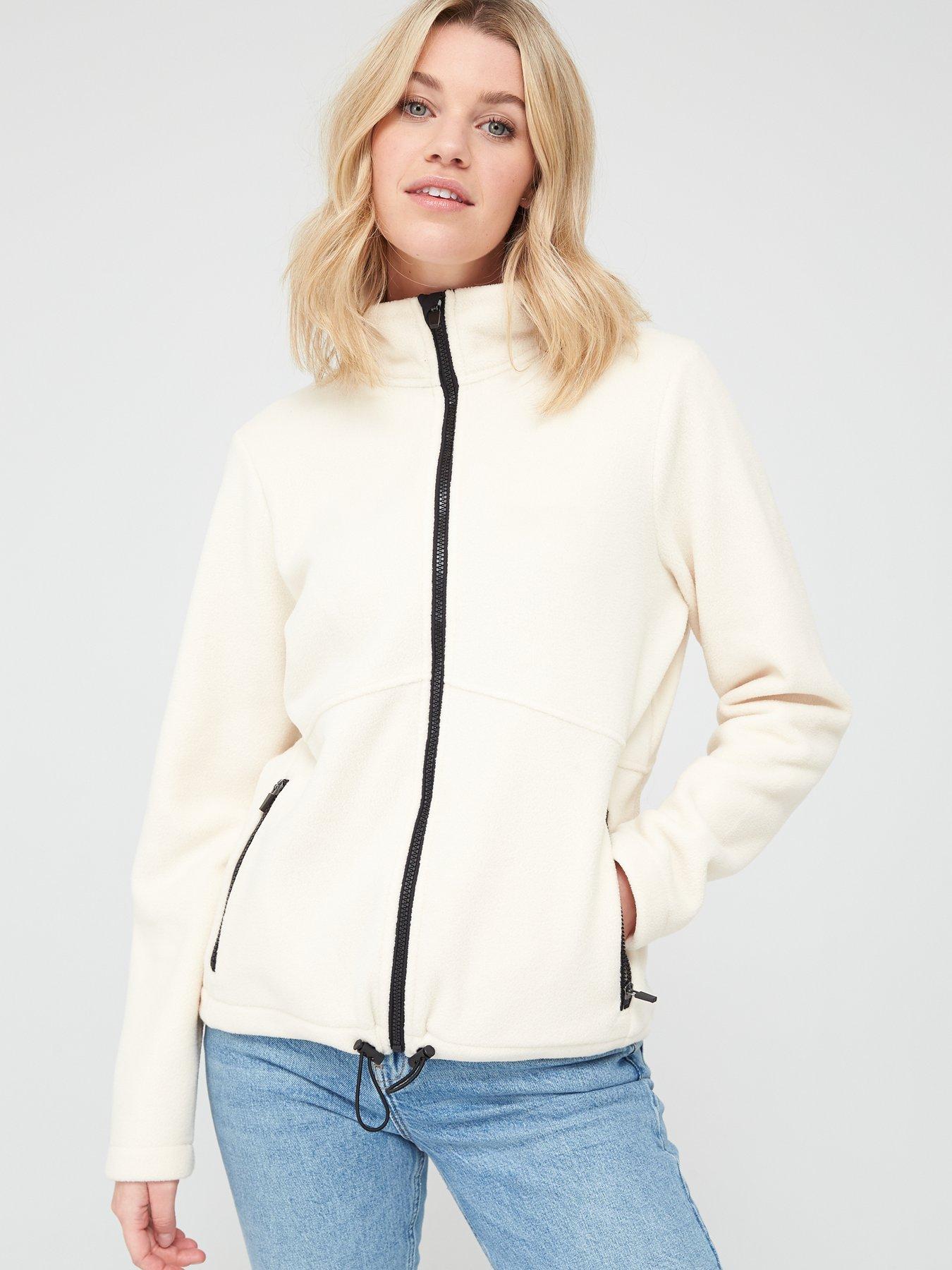 fila holly cropped ecru fleece shirt