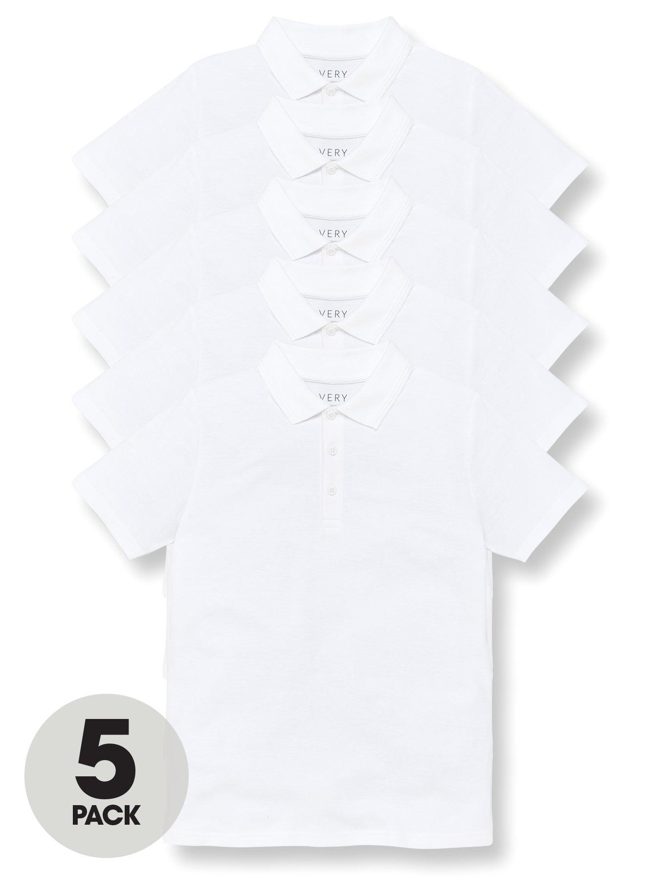 Boys Girls 2 Pack White Regular Fit Short Sleeve School Shirt Ages 3-16 