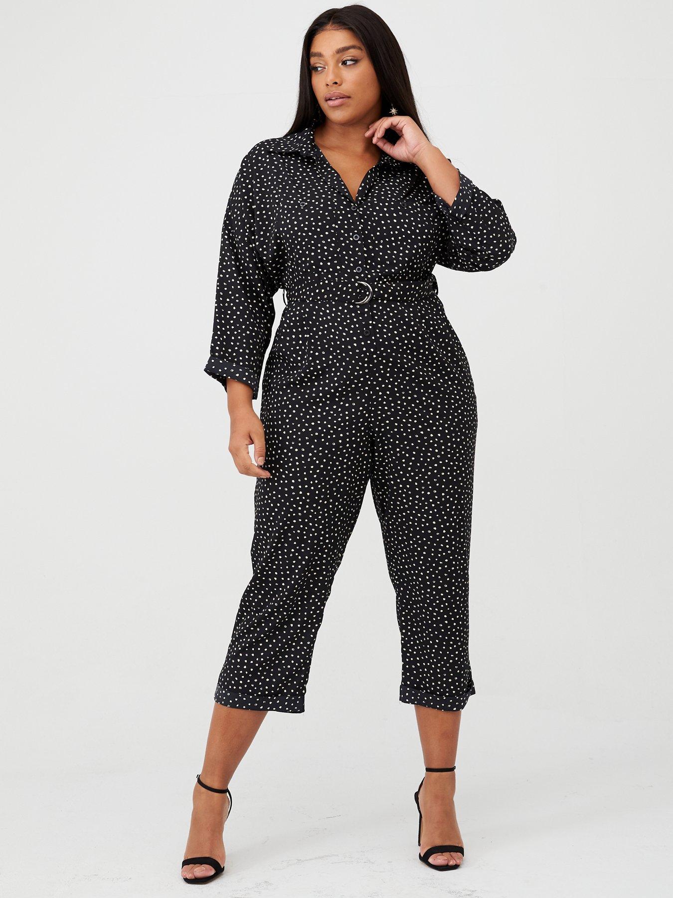 black and white spotted jumpsuit