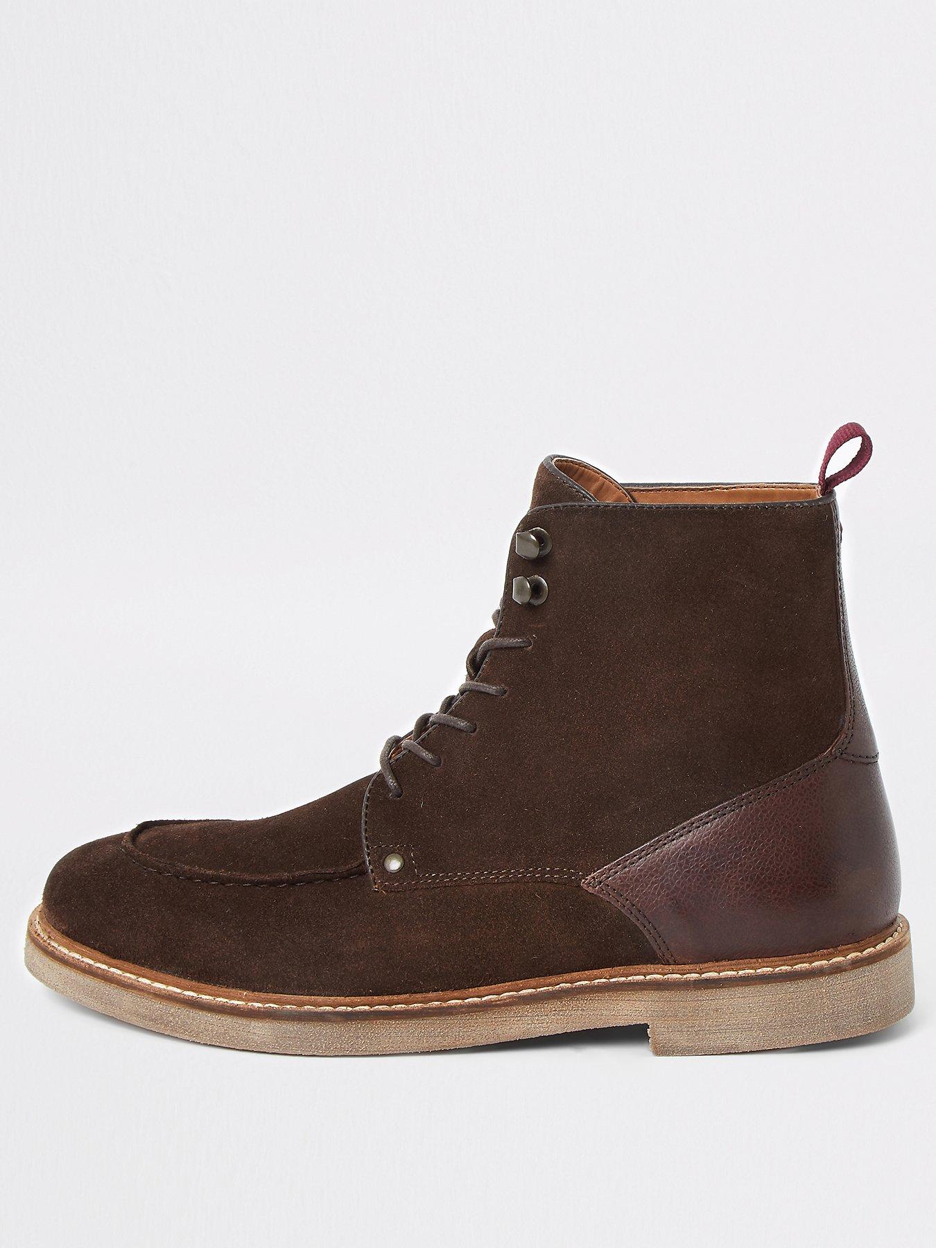 River Island Dark Brown Suede Apron Toe Lace Up Boots - roblox mad city ben and philip take down super heroes at