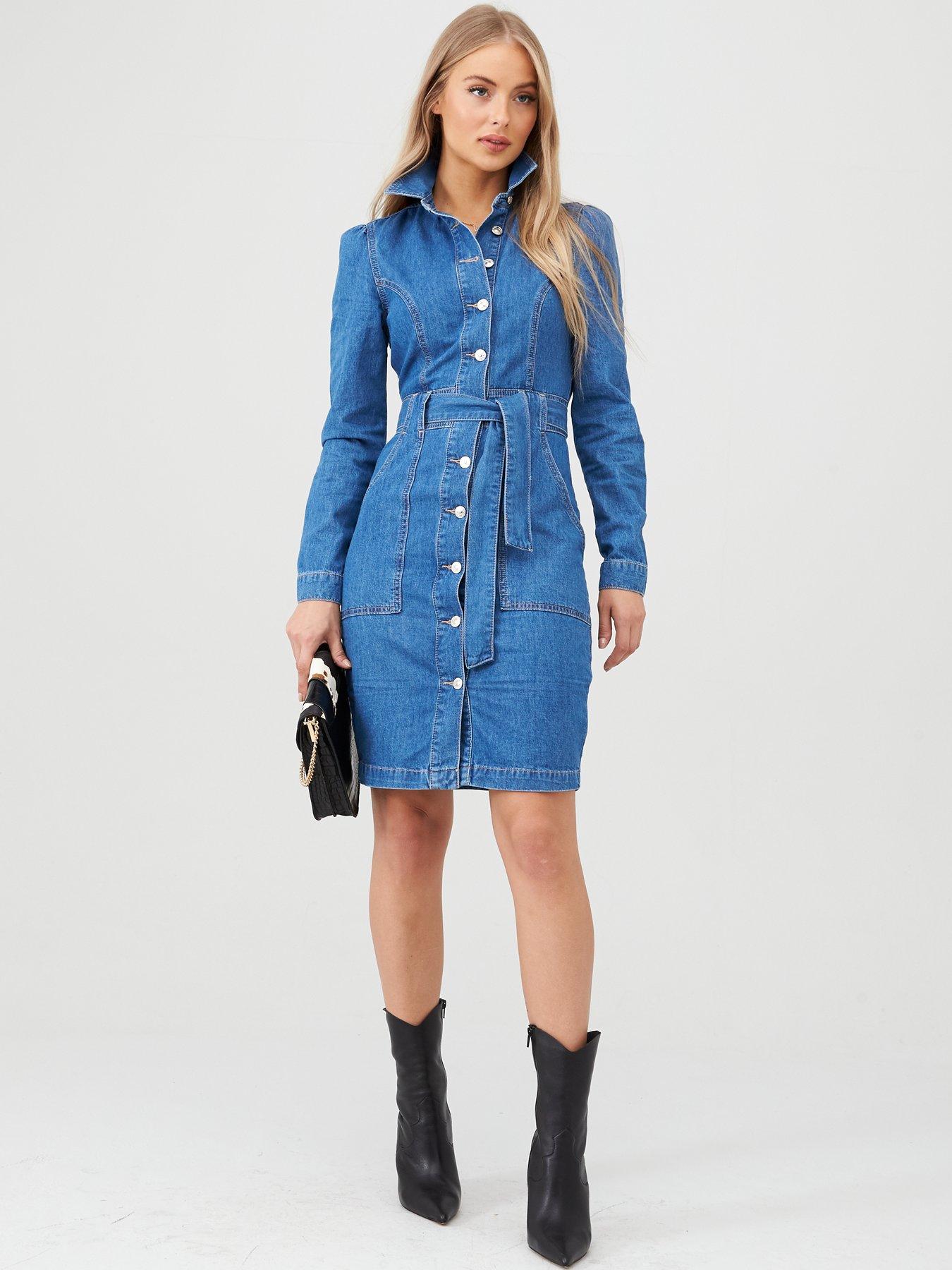 midi length denim dresses