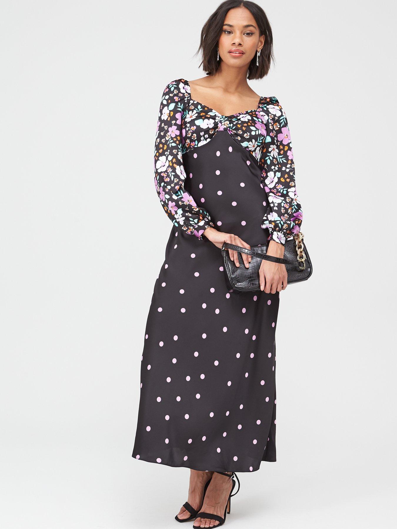 v by very mixed print midi dress