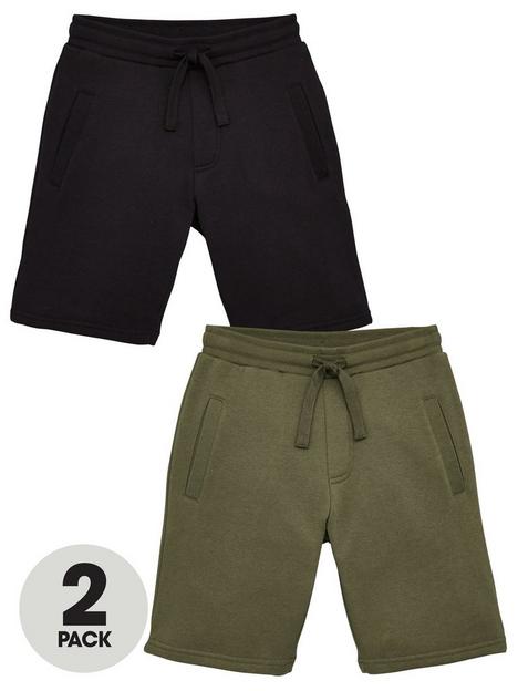 v-by-very-boys-essential-2-pack-jog-shorts-blackkhaki