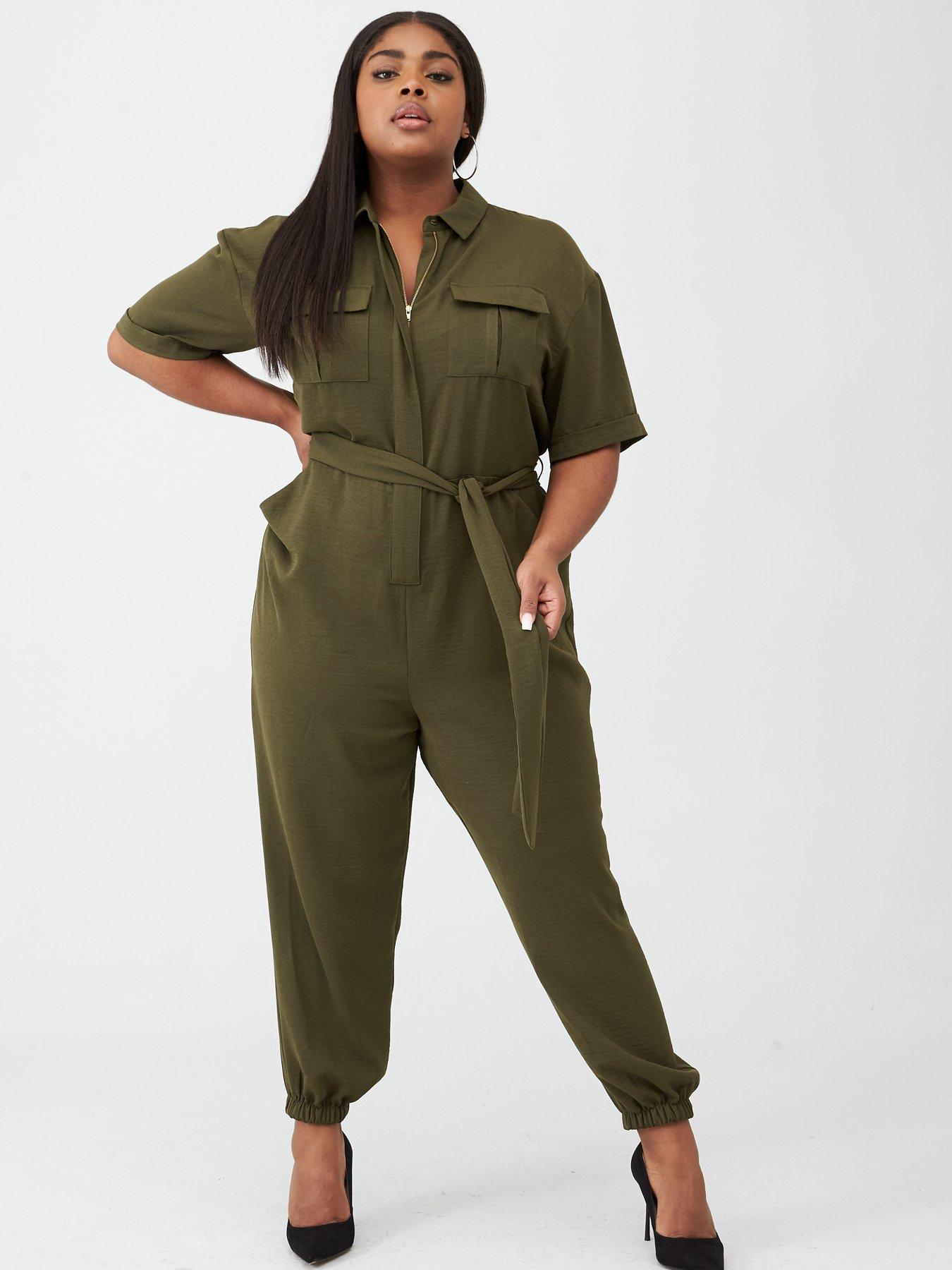 khaki utility jumpsuit