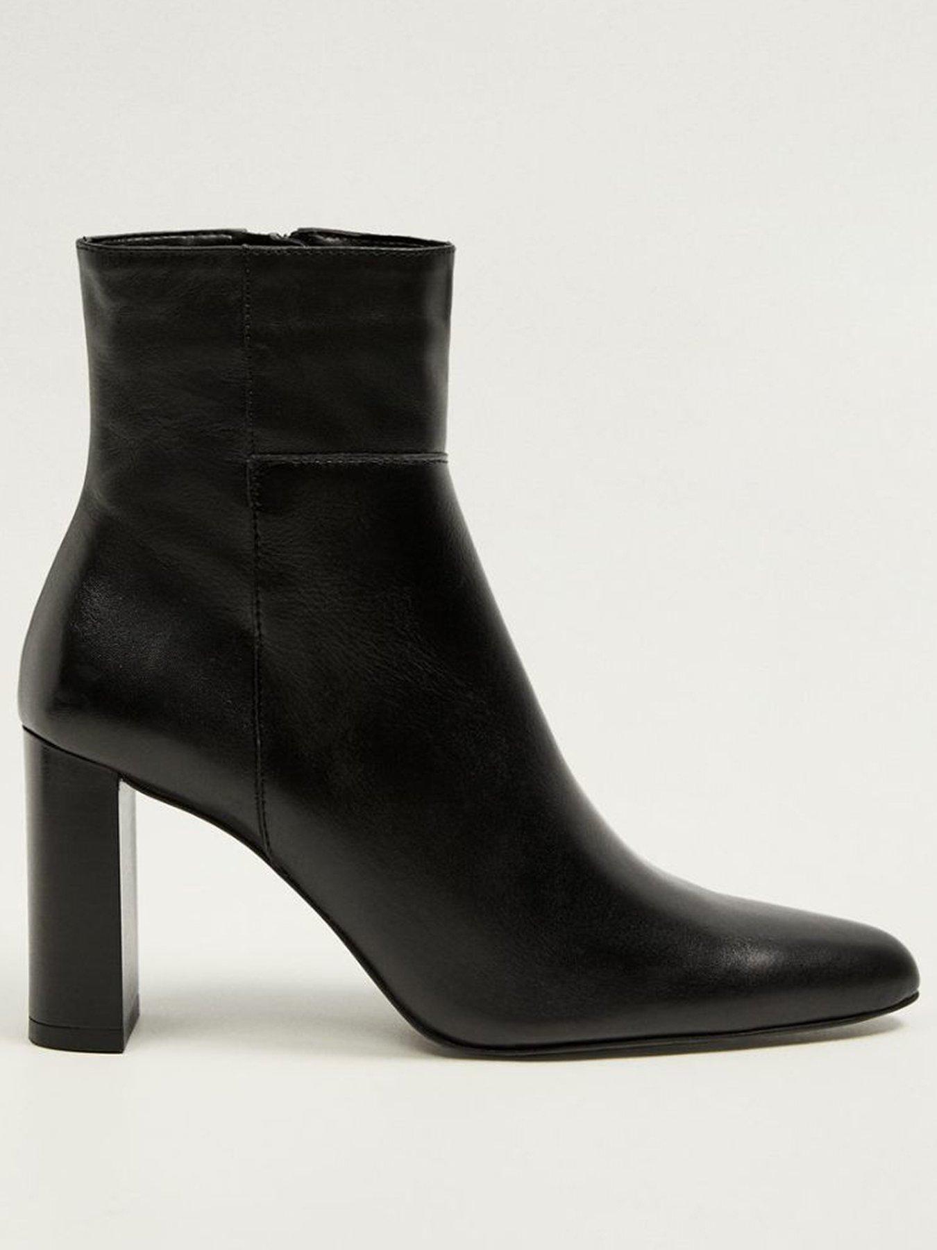 black slim heel ankle boots