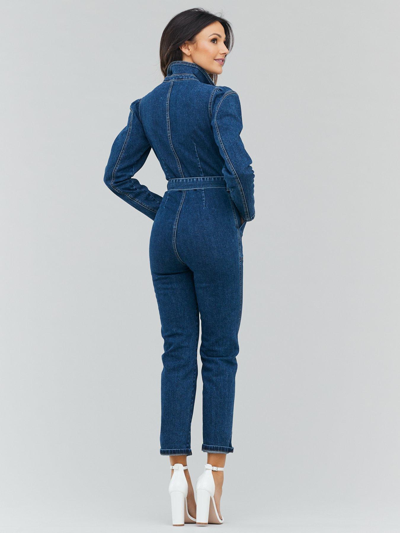 denim puff sleeve jumpsuit
