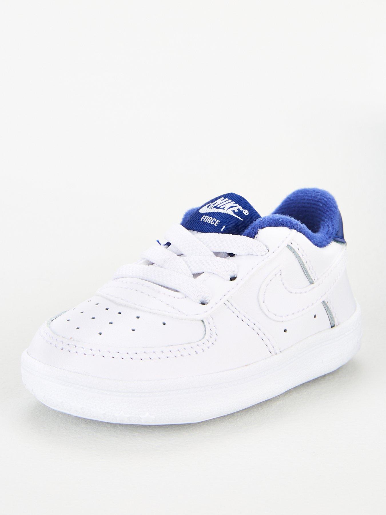 Nike Force 1 Crib Shoes White Blue Littlewoodsireland Ie