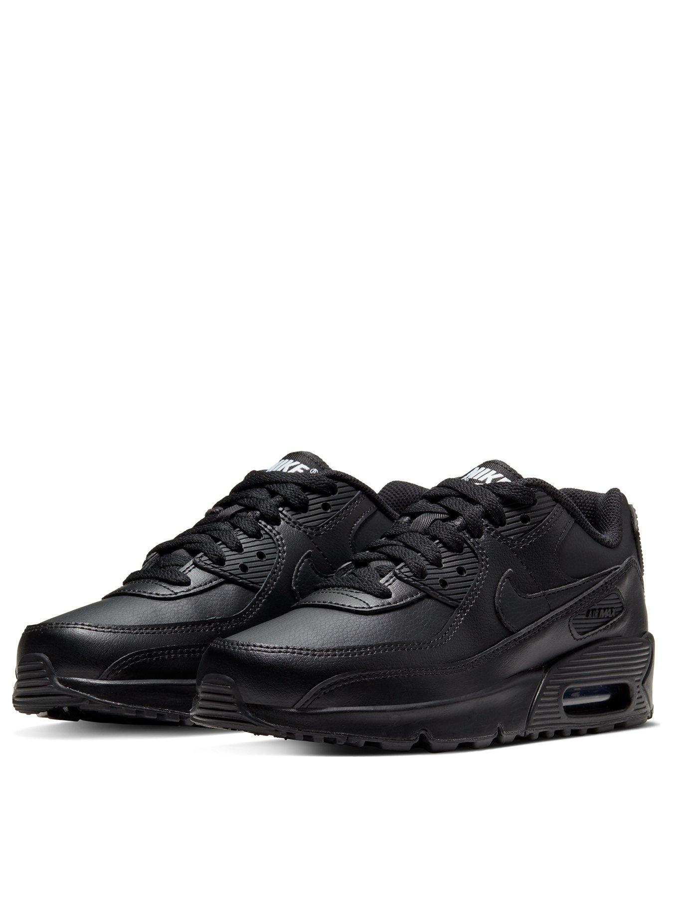 black nike trainers leather
