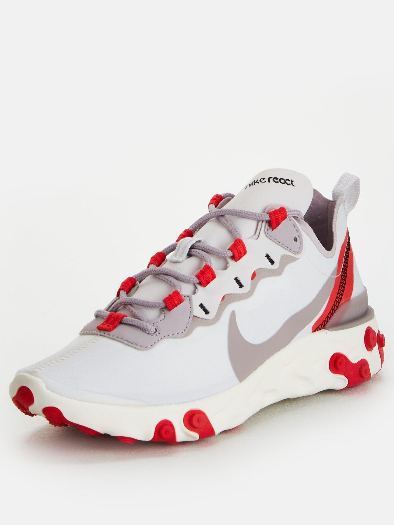 white and red nike react element 55