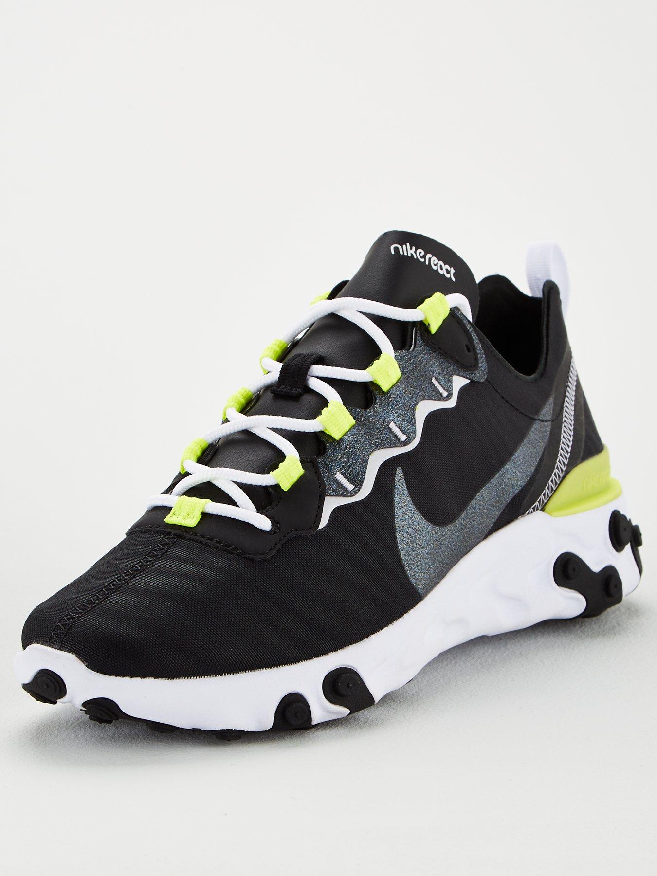 Nike React Element 55 Black White Yellow Littlewoodsireland Ie