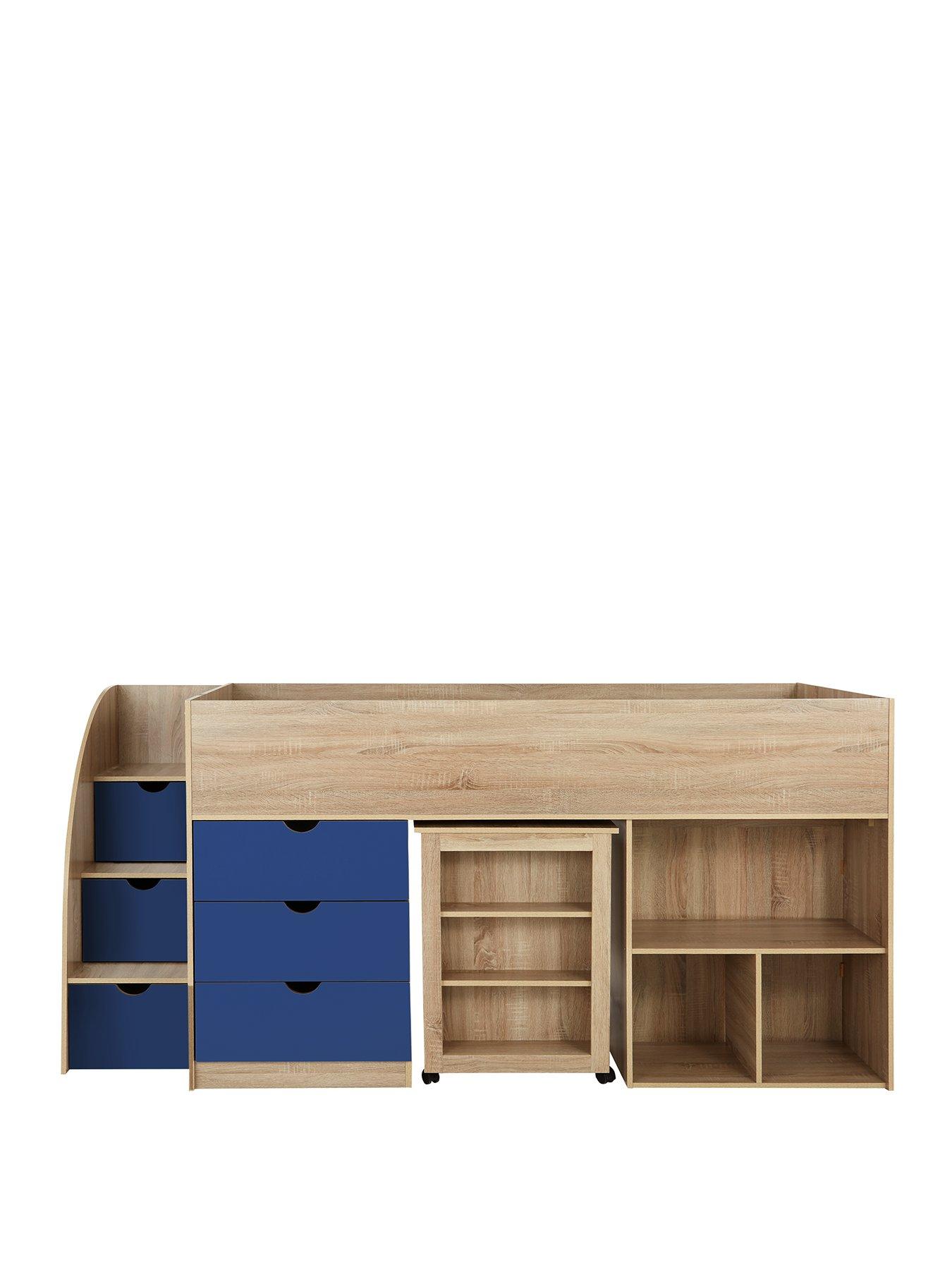 mid sleeper bed with desk and storage