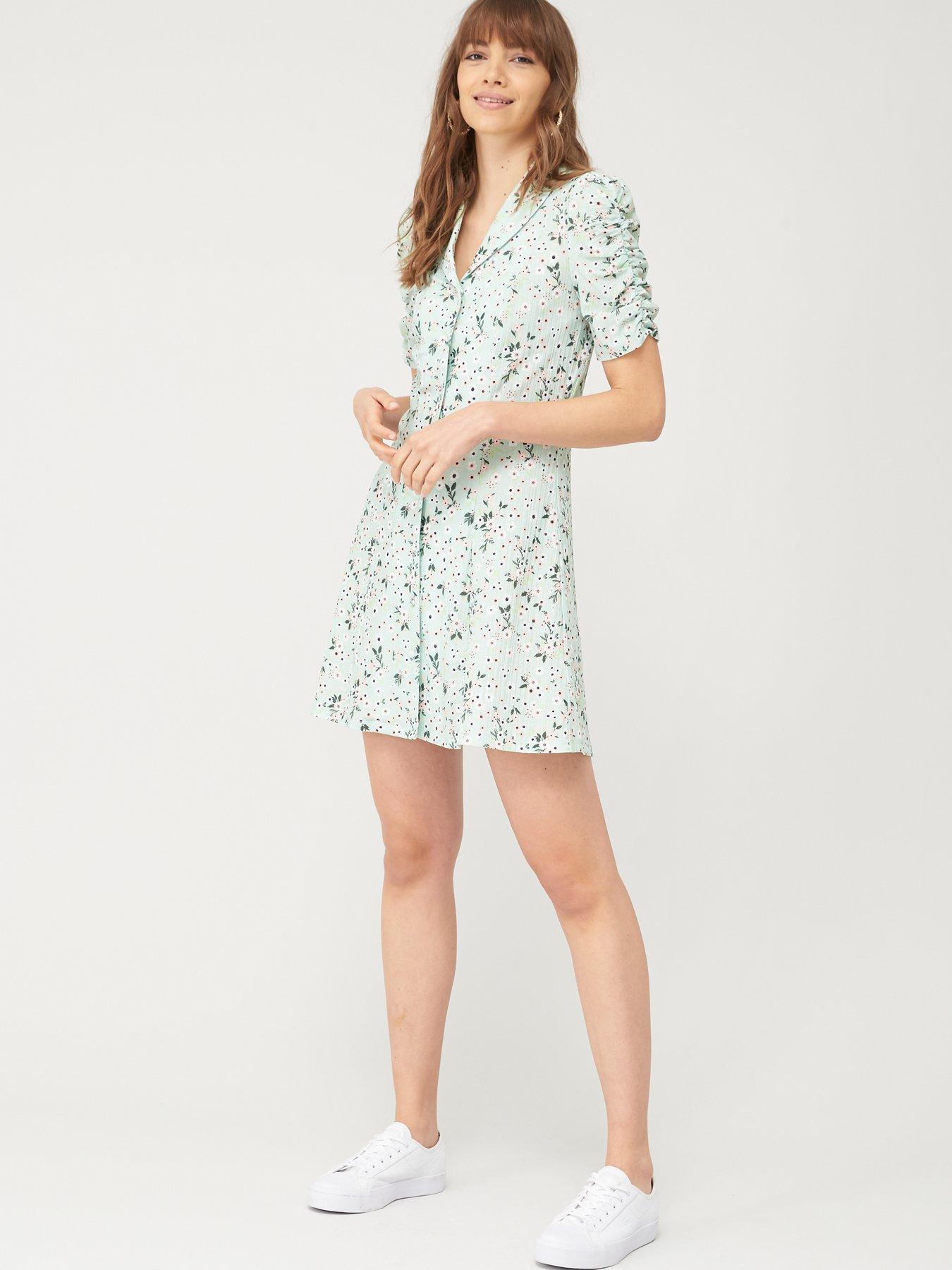 green floral tea dress