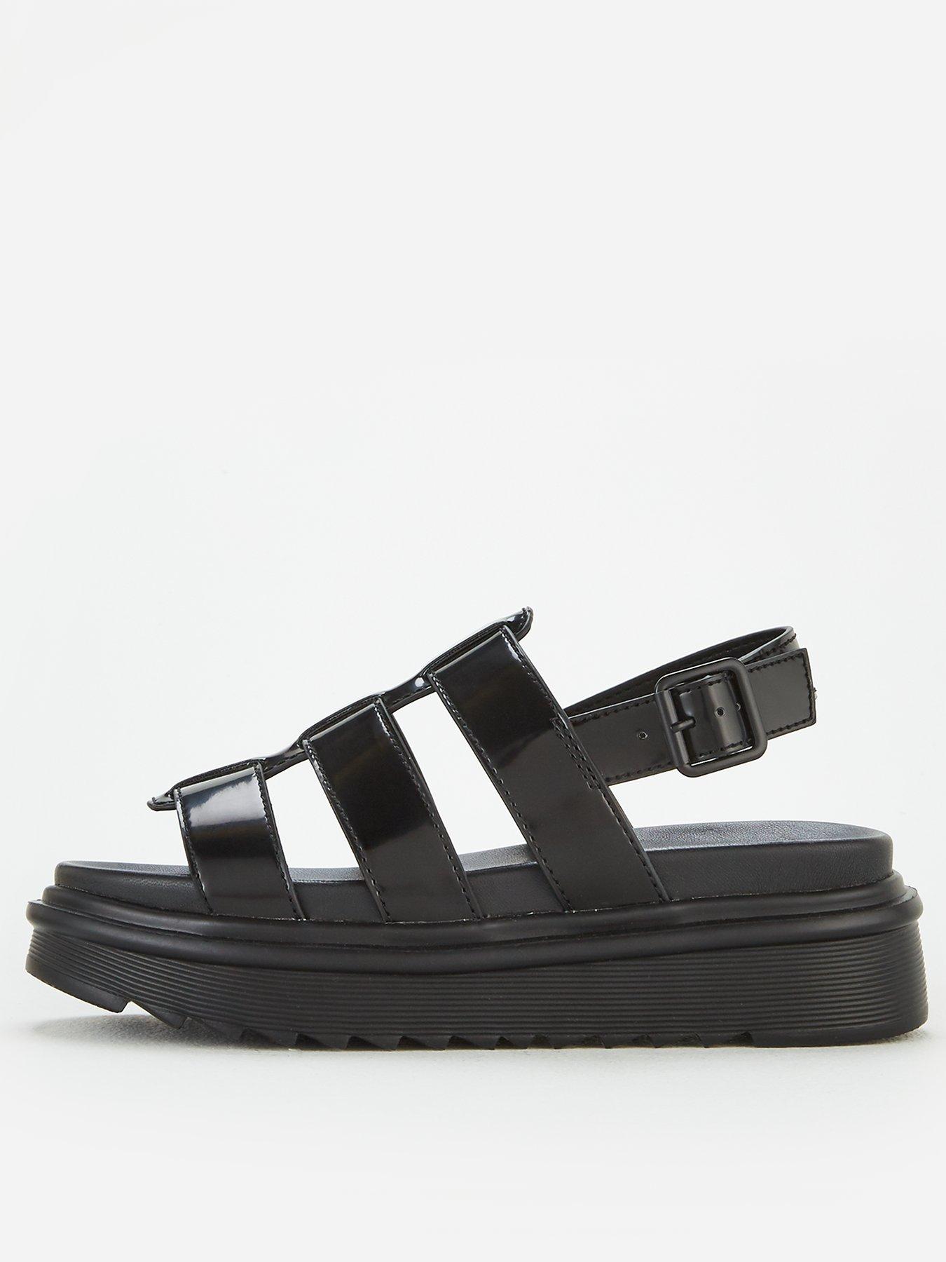 chunky sole black sandals