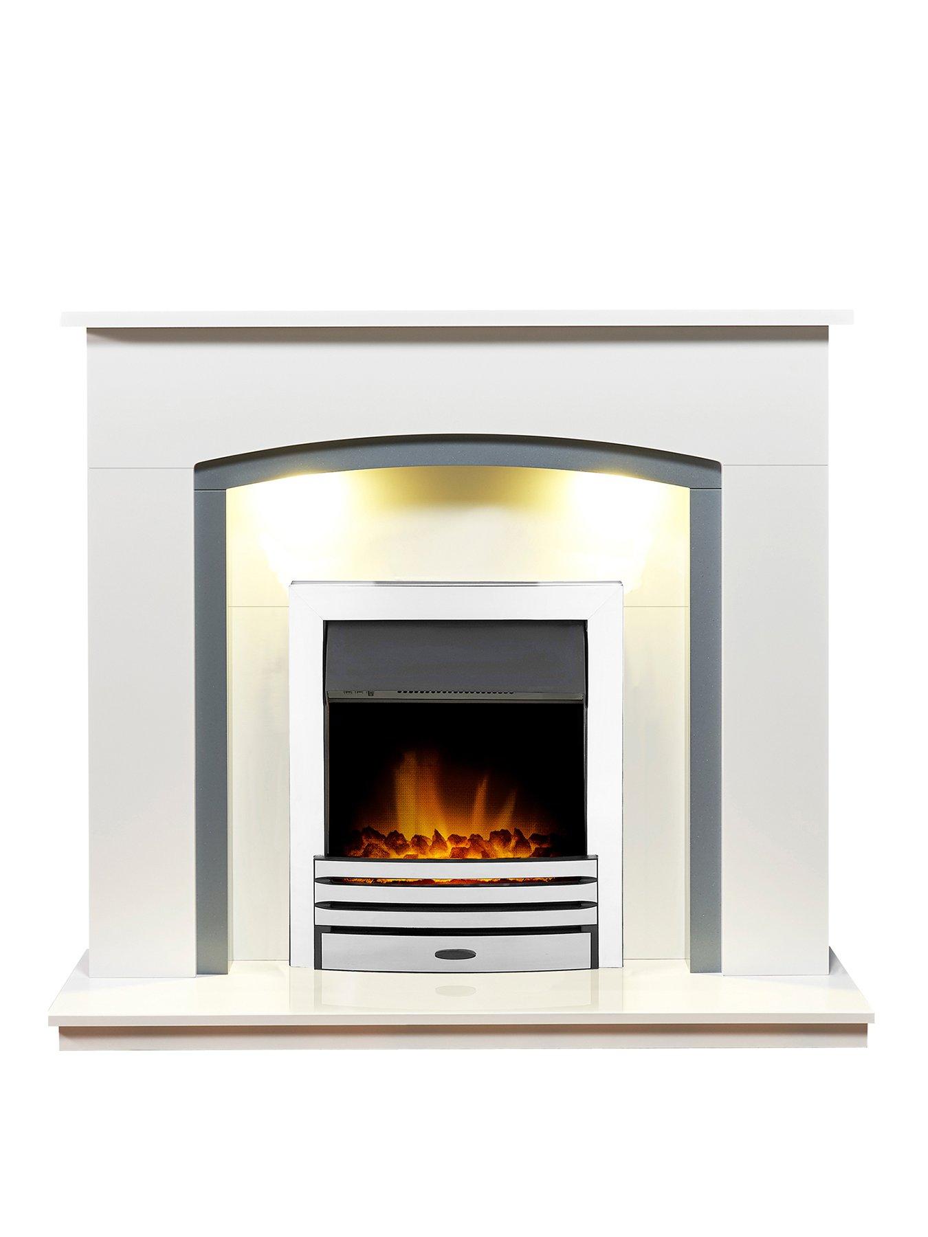 Adam Fires Fireplaces Adam Tuscany Fire Suite In Pure White