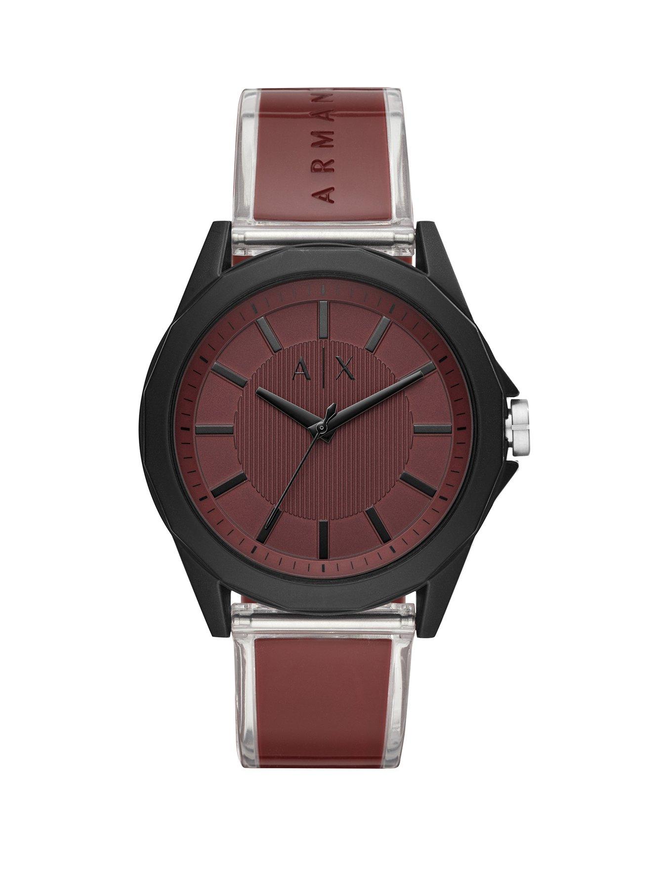 mens red leather watch