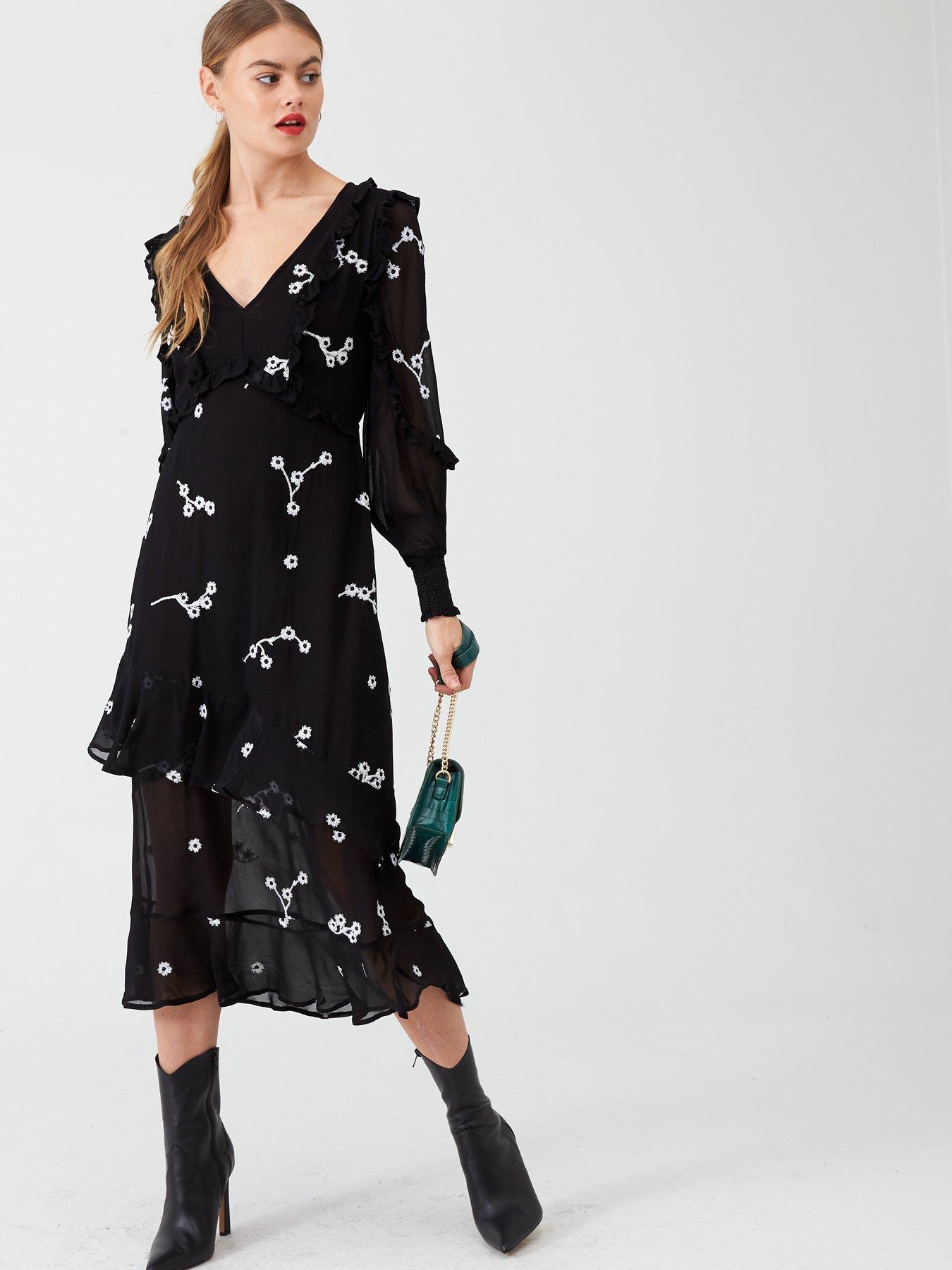 river island frill midi dress