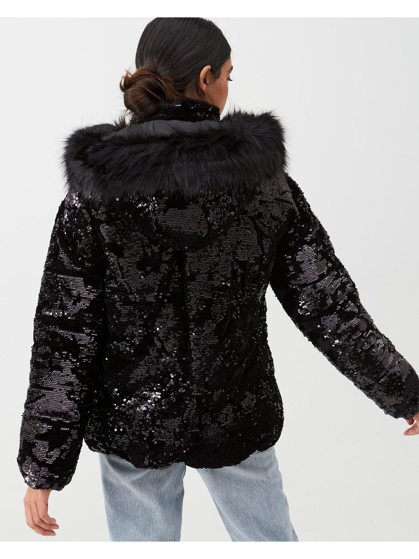 river island black sequin jacket