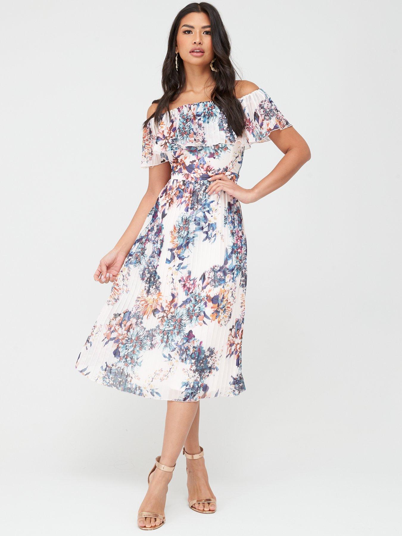 little mistress floral pleated midi dress