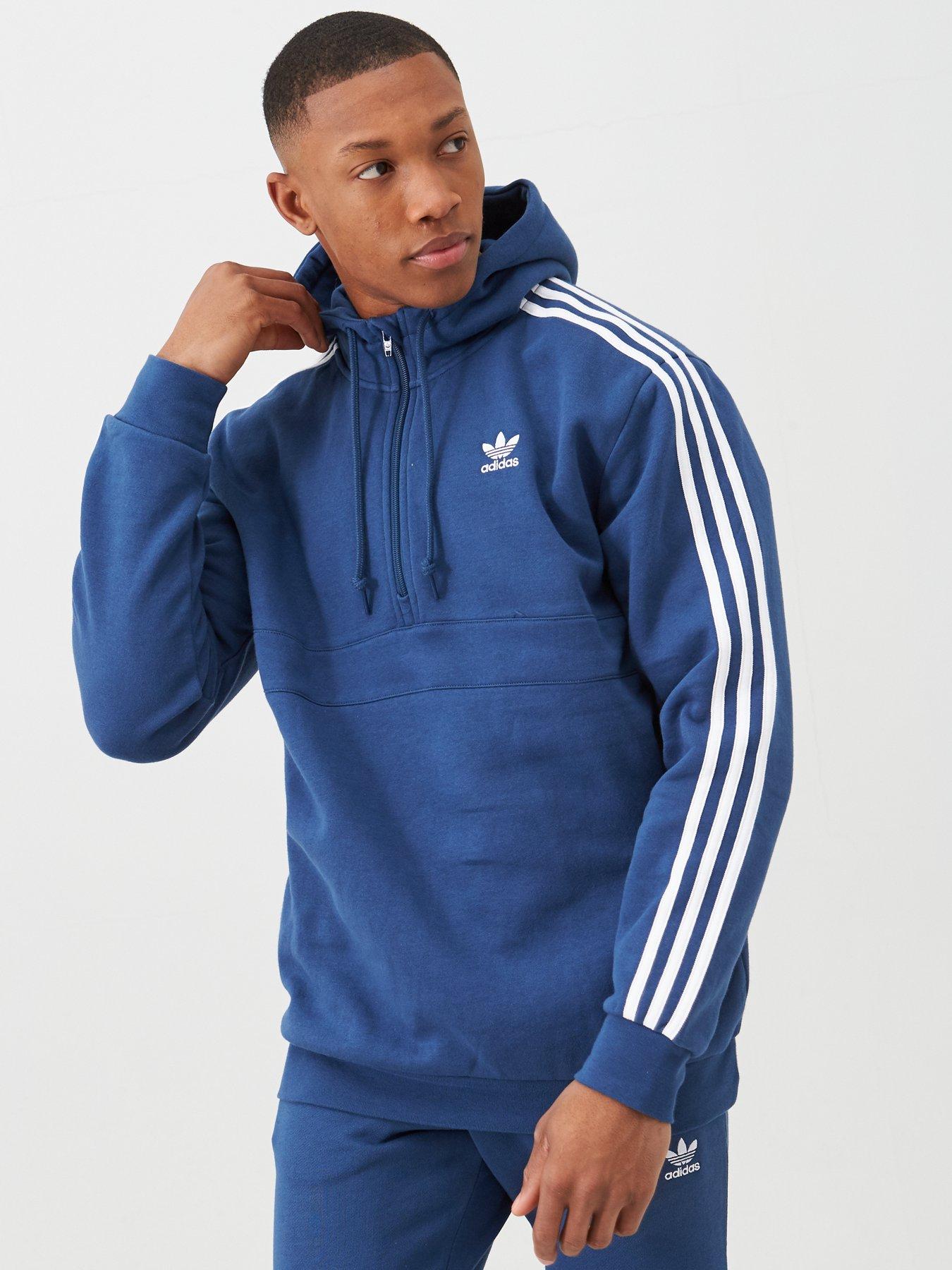 adidas originals hoodie 3 stripe zip through