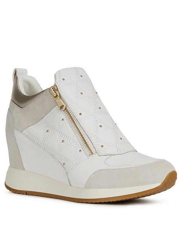 Geox Nydame Leather And Suede Wedge Trainer White Littlewoodsireland Ie