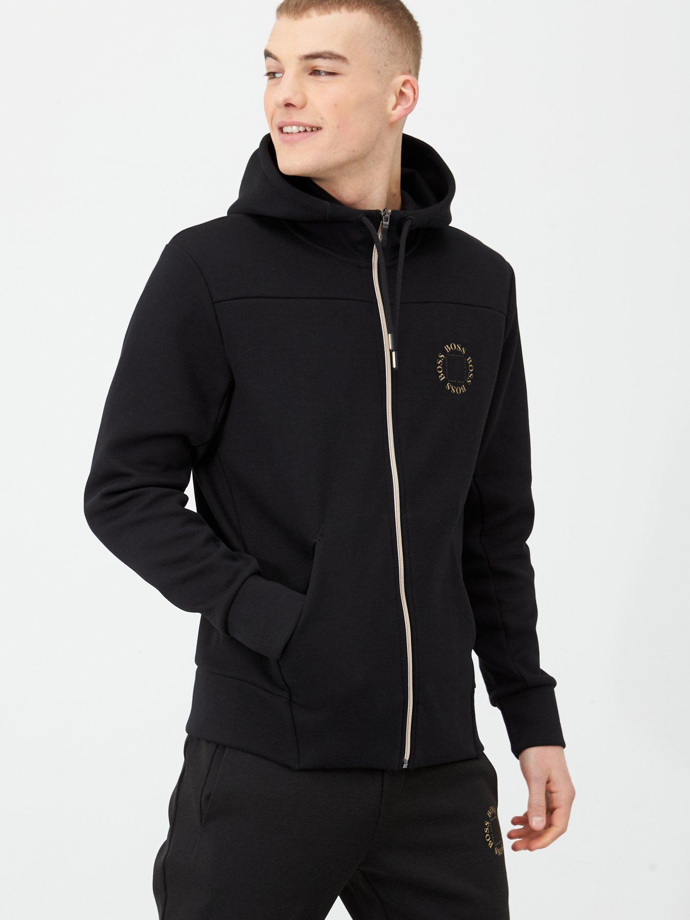 boss saggy zip through hoodie