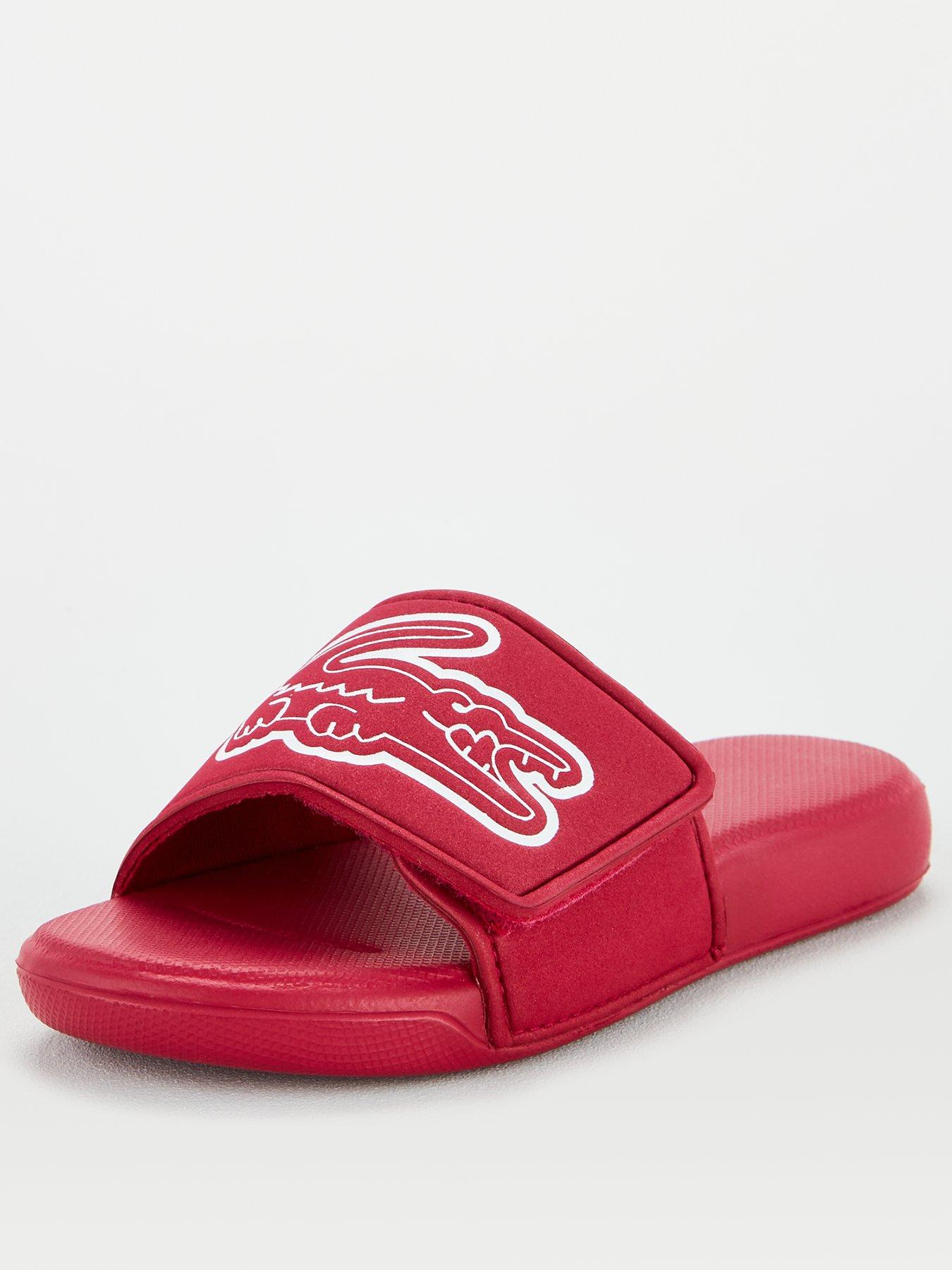 lacoste pink sliders