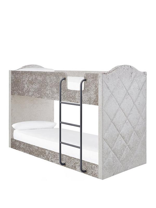Mandarin Fabric Bunk Bed With Mattress, Silver Bunk Bed