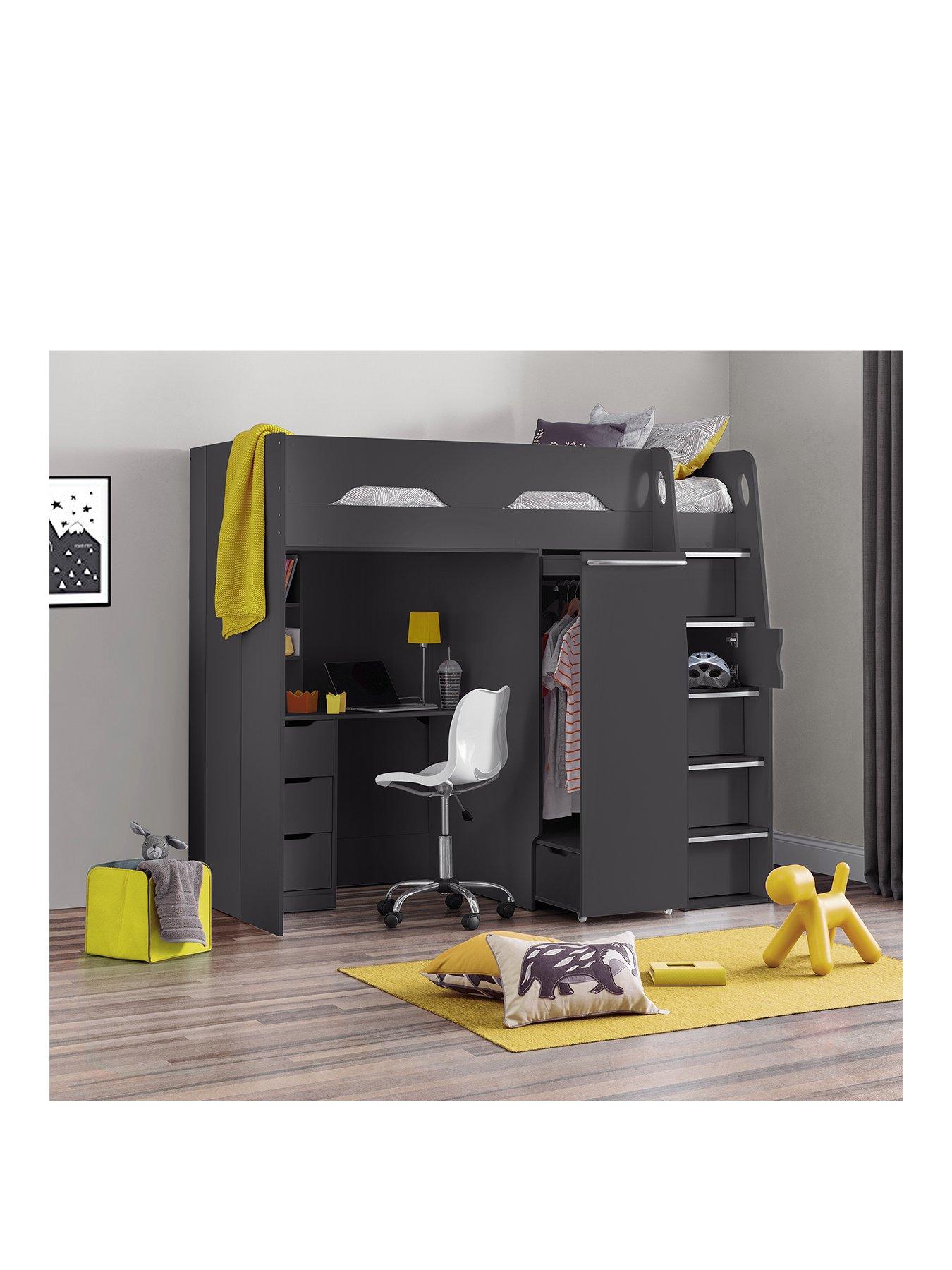Julian Bowen Max High Sleeper With Desk And Pullout Wardrobe